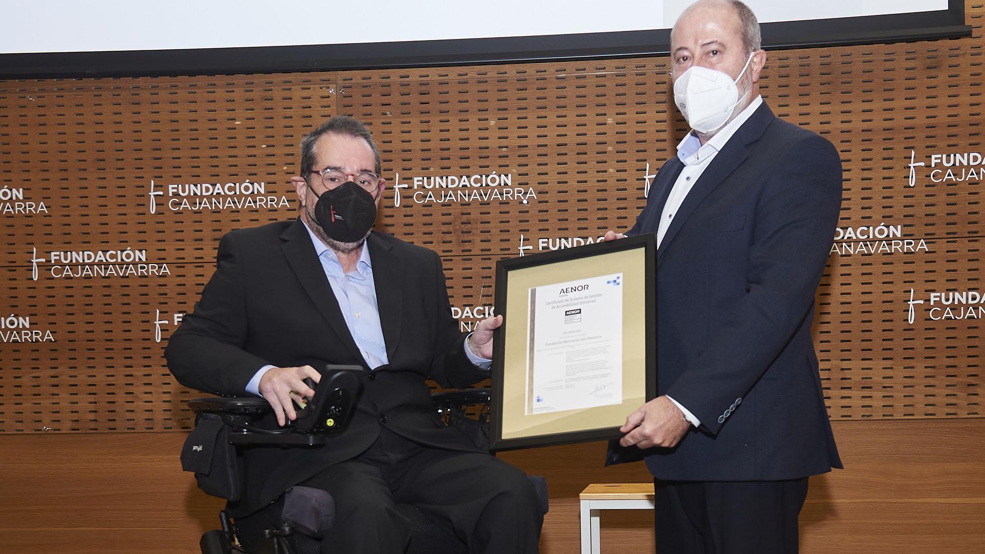 Civican, presentación pública de los sellos de accesibilidad universal que ha recibido la Fundación Caja Navarra por parte de AENOR.