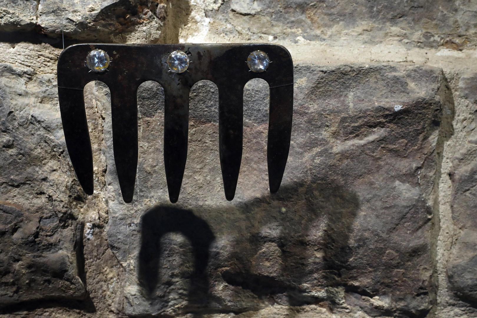 Peineta para yegua con diamantes de plástico incrustados.