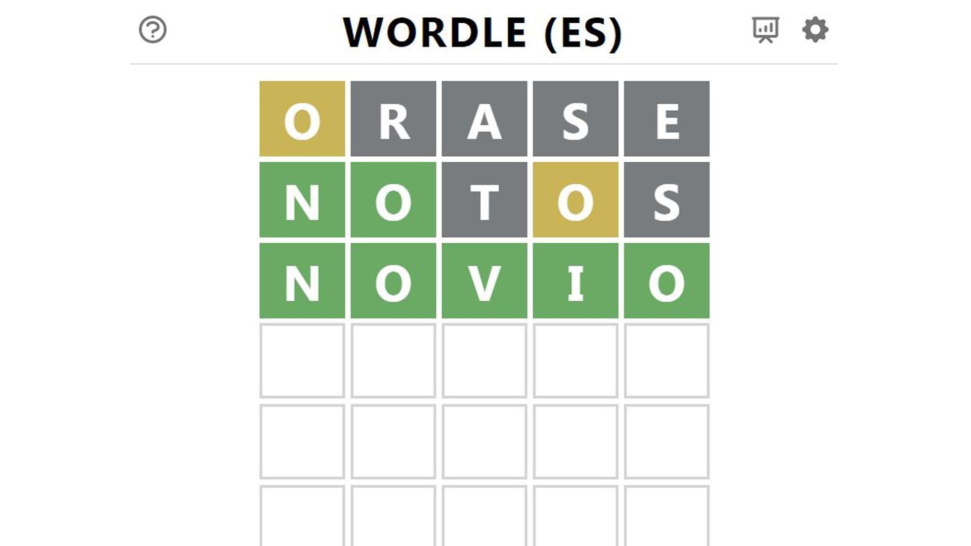 Captura de pantalla del 'Wordle'