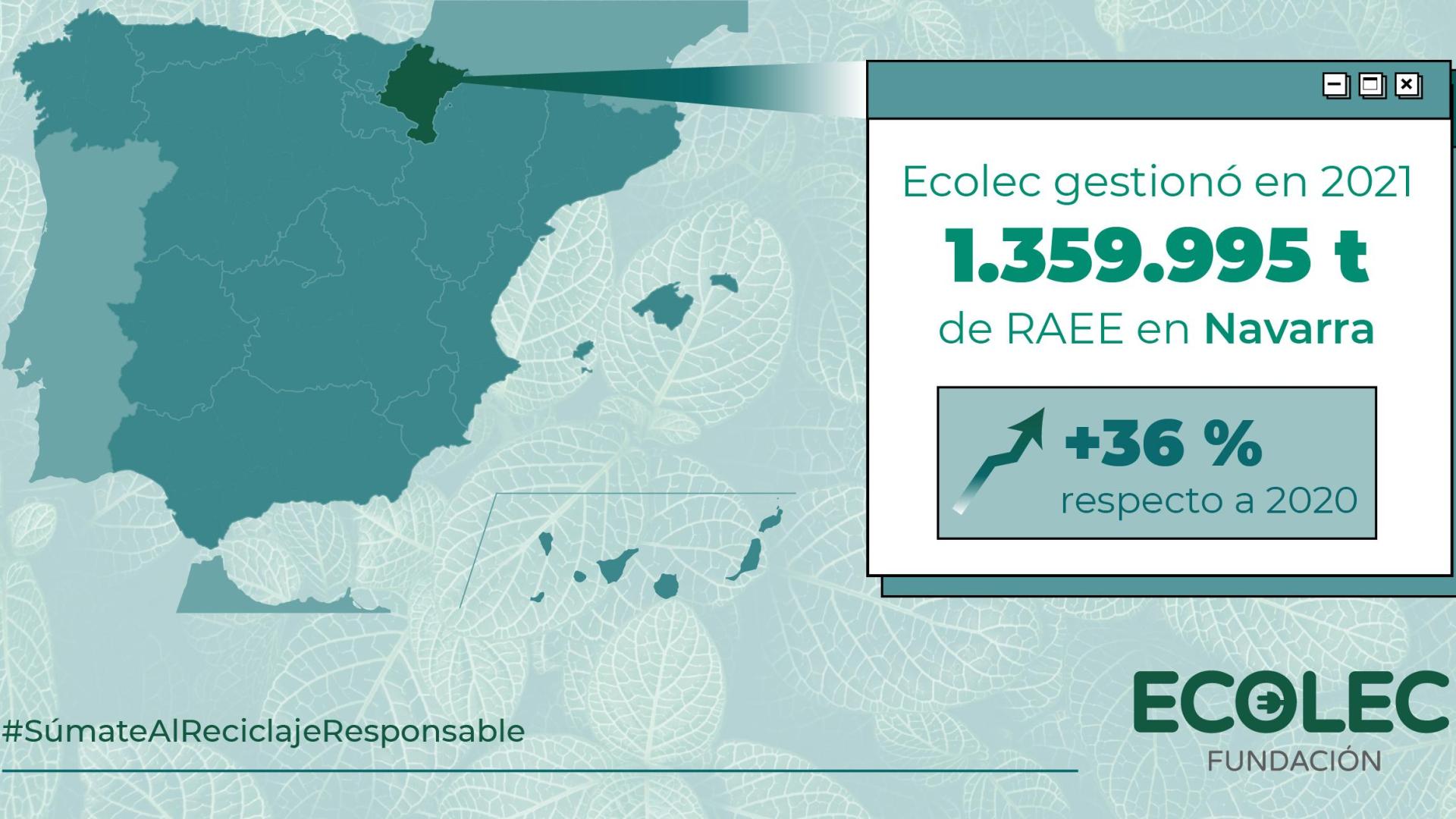 Gráfica balance recogida RAEE en Navarra en 2021