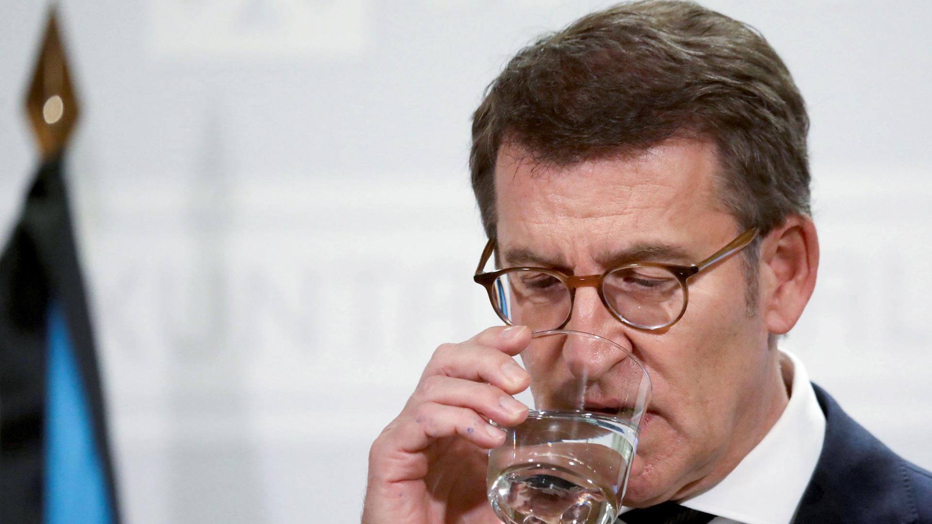El presidente de la Xunta, Alberto Núñez Feijoo durante la rueda de prensa