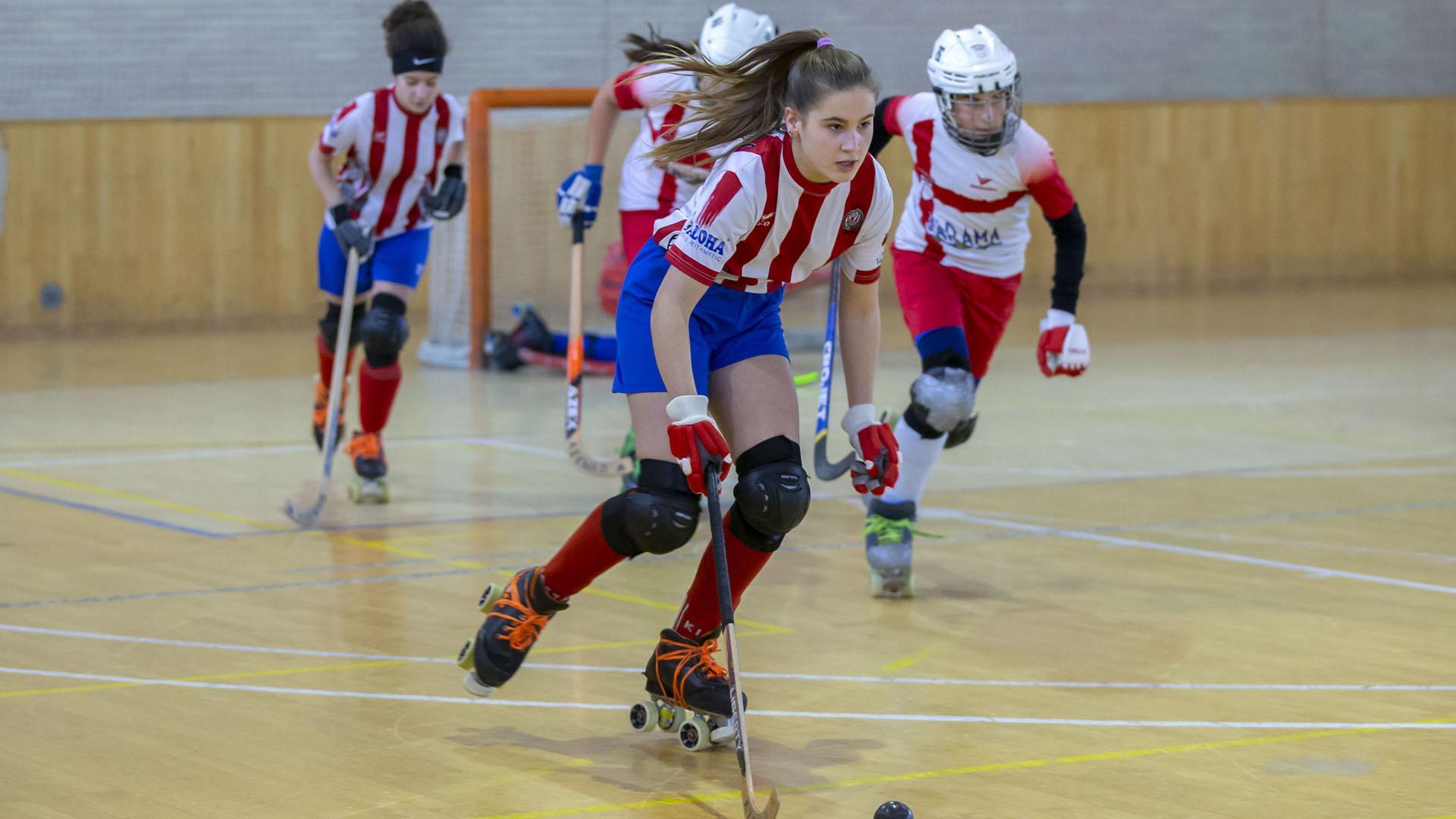 Imagen del partido celebrado el domingo en las instalaciones de la UDC Rochapea entre el equipo ‘D’ de la Rochapea y el de AD Tudela en categoría infantil mixta