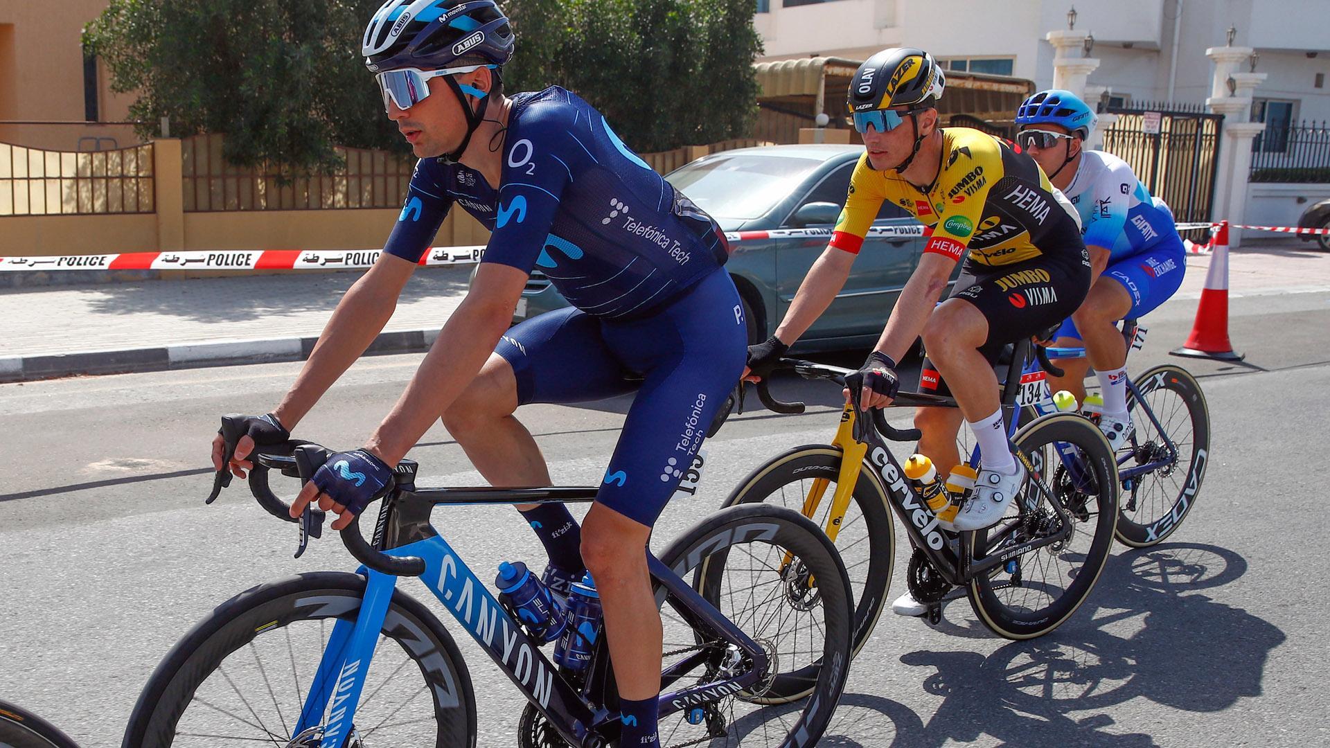 El navarro Óscar Rodríguez, duante la etapa de este jueves del Tour del UAE donde sigue octavo