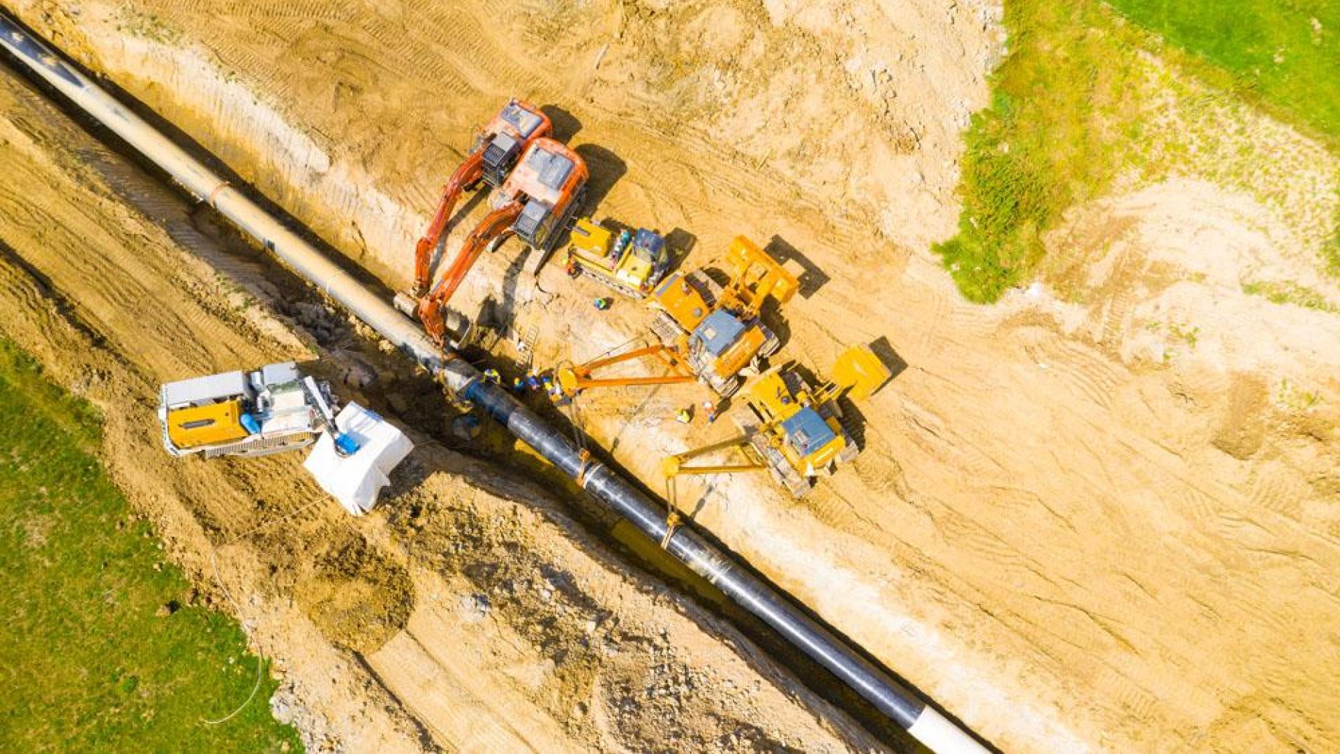Obras de construcción del del gasoducto Nord Stream 2 entre Rusia a la Unión Europea, a su paso por Tachov, República Checa, el 18 de agosto de 2020