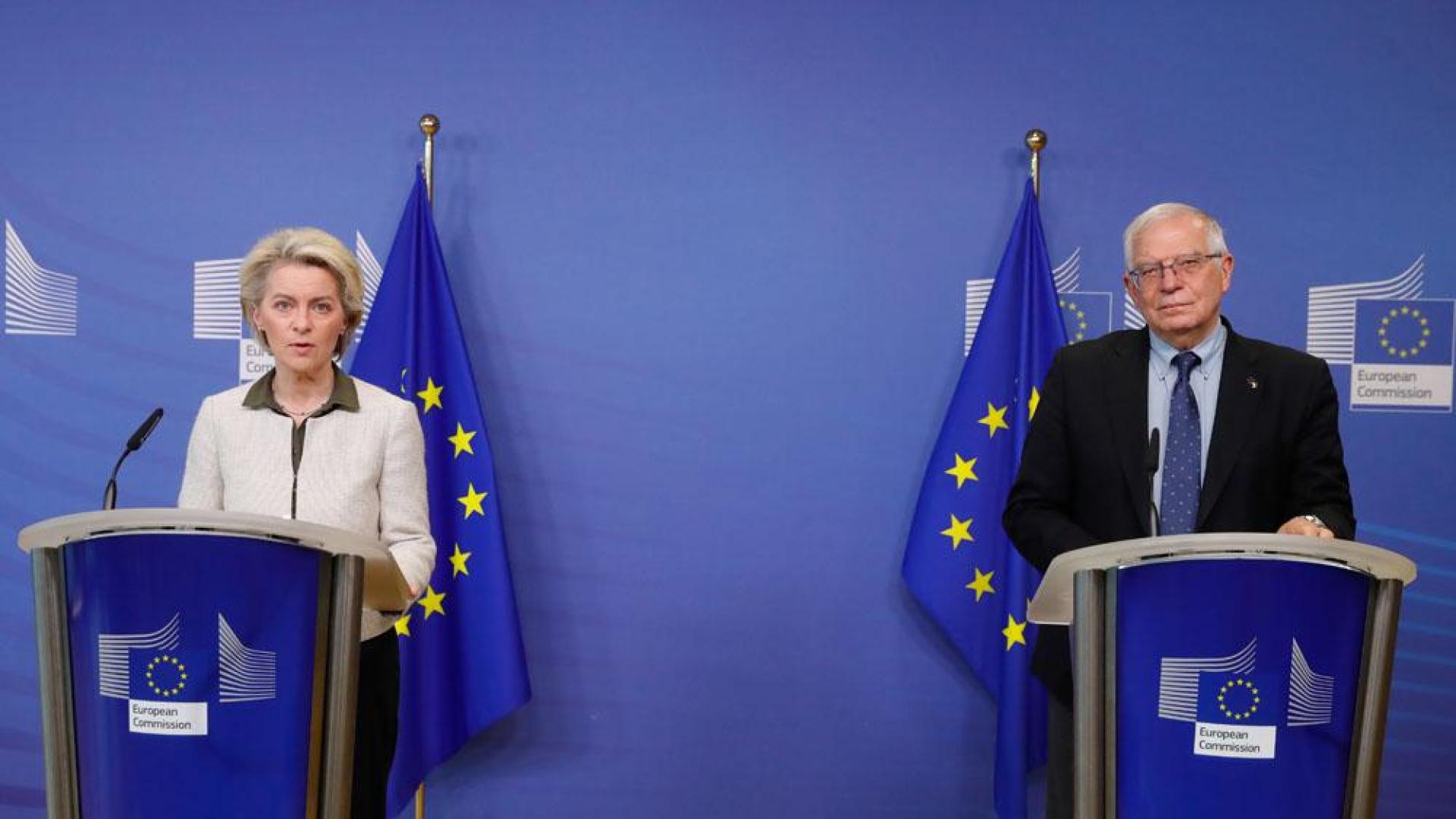 Ursula von der Leyen y Josep Borrell, durante su comparecencia