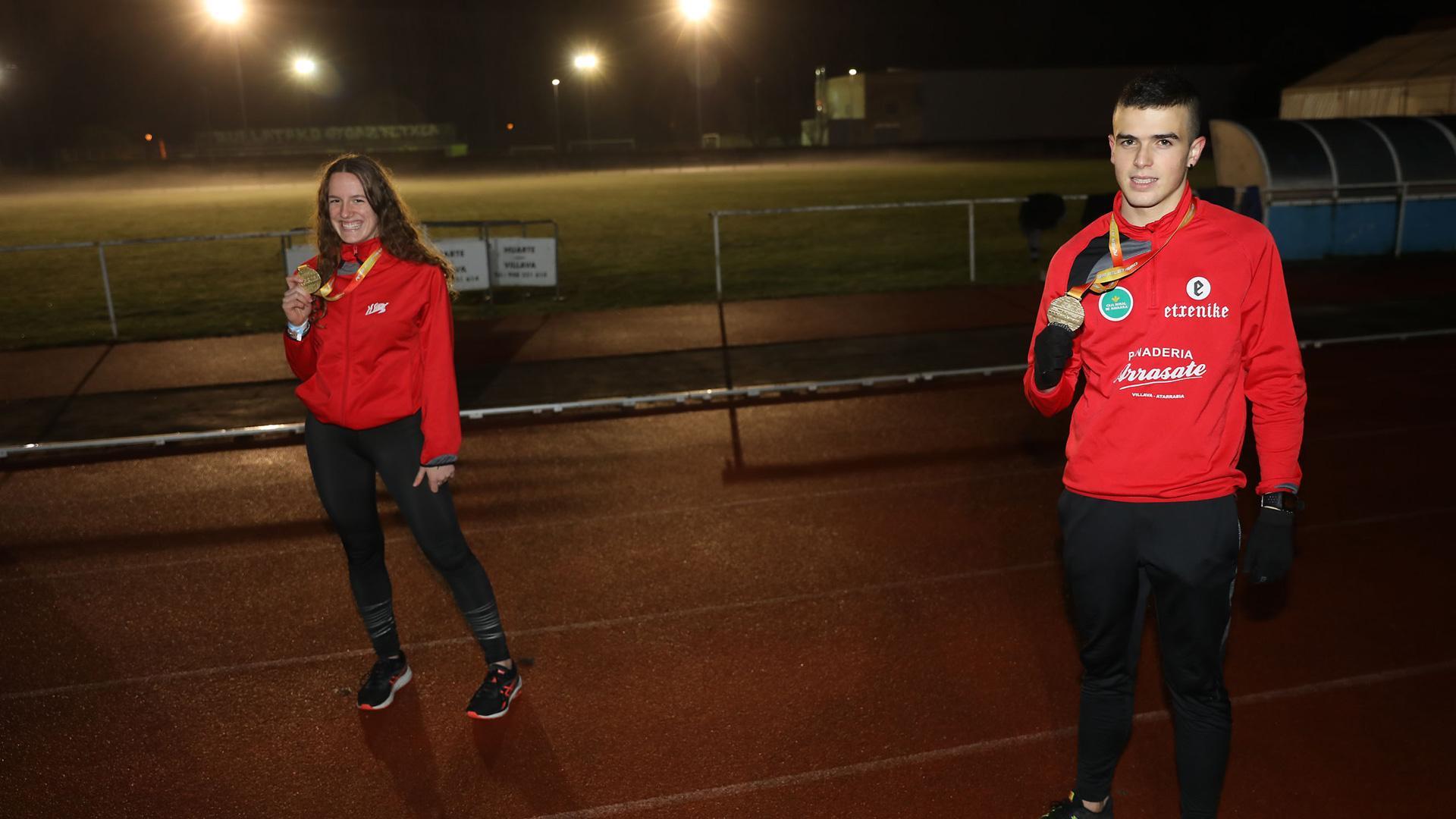 Nahia Miqueleiz y Unax Chocarro, con su oro sub-16 en 2020