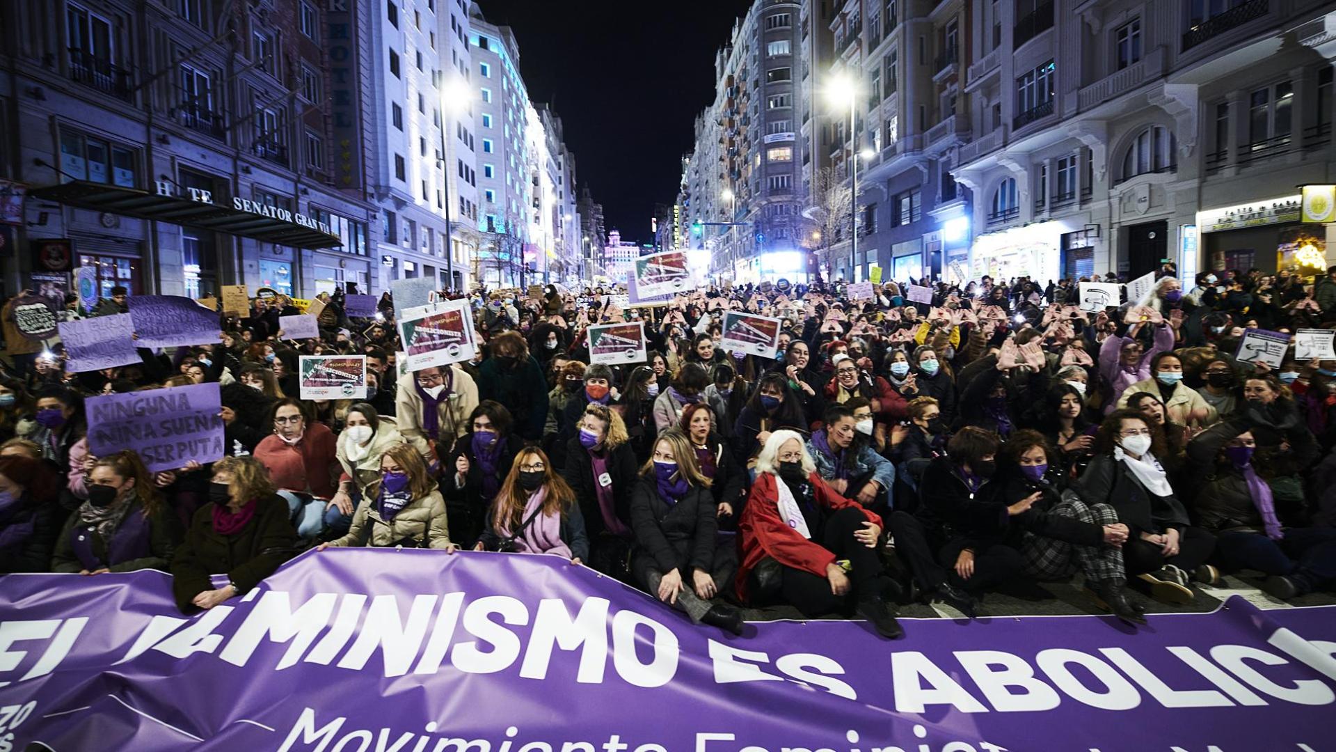 Cabecera de la manifestación por el 8M en Madrid