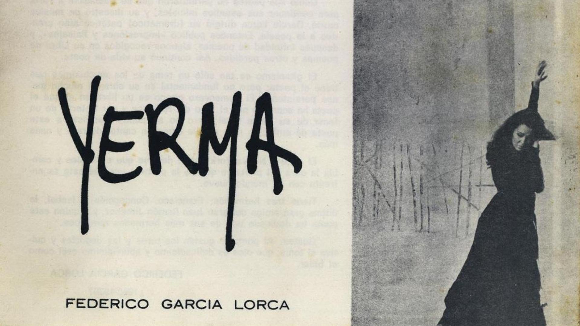 Libreto de la obra 'Yerma', de Federico García Lorca, representada por El Lebrel Blanco en Pamplona