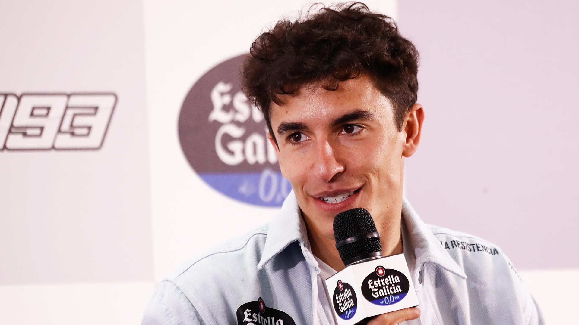 Marc Márquez durante el encuentro con los medios de comunciación patrocinado por Estrella Galicia