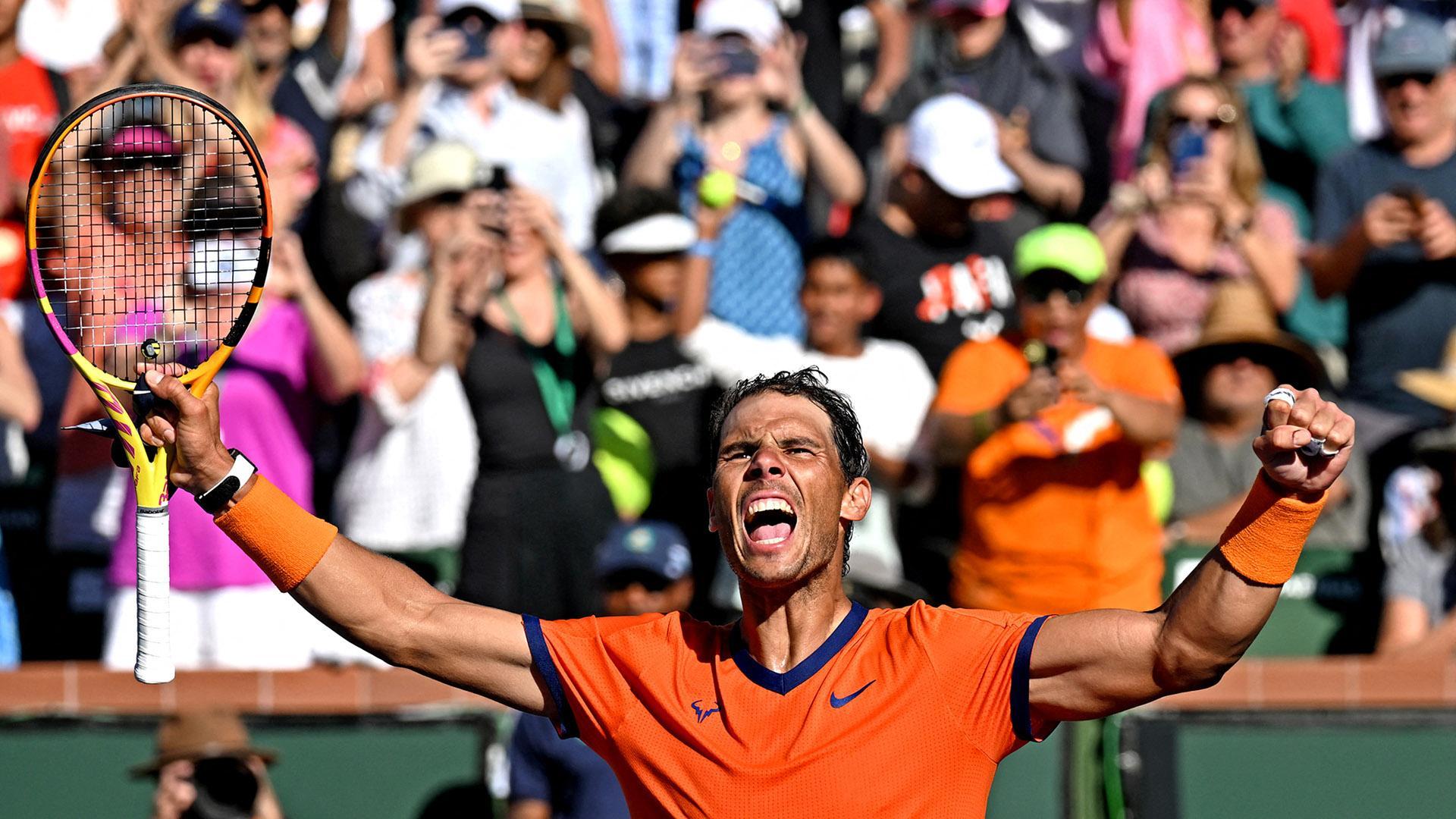 Nadal celebra la victoria ante Sebastian Korda en Indian Wells