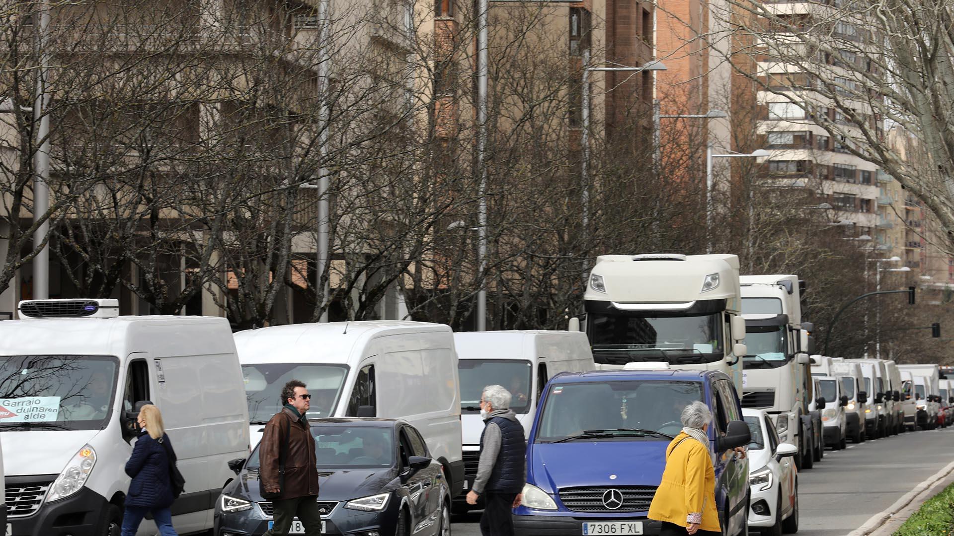 Fotos de la caravana de camiones en Pamplona