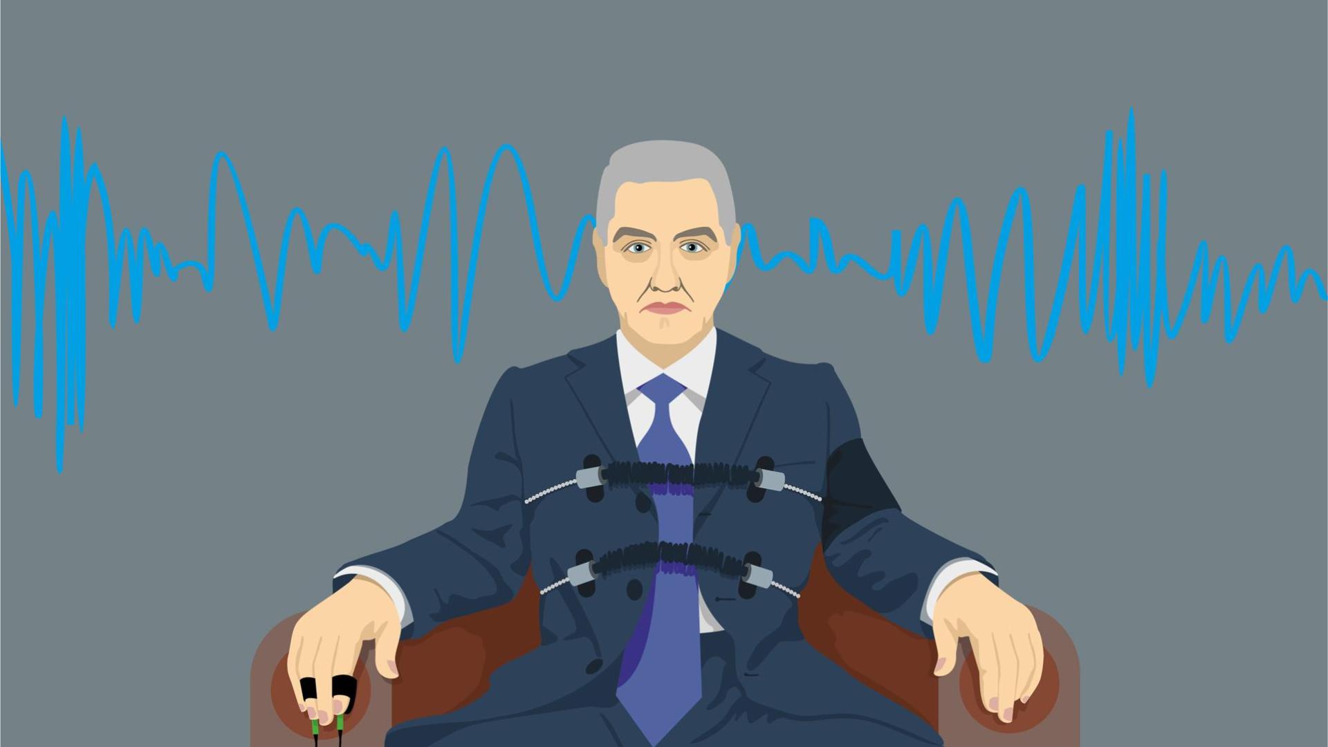 Ilustración de una persona en un polígrafo