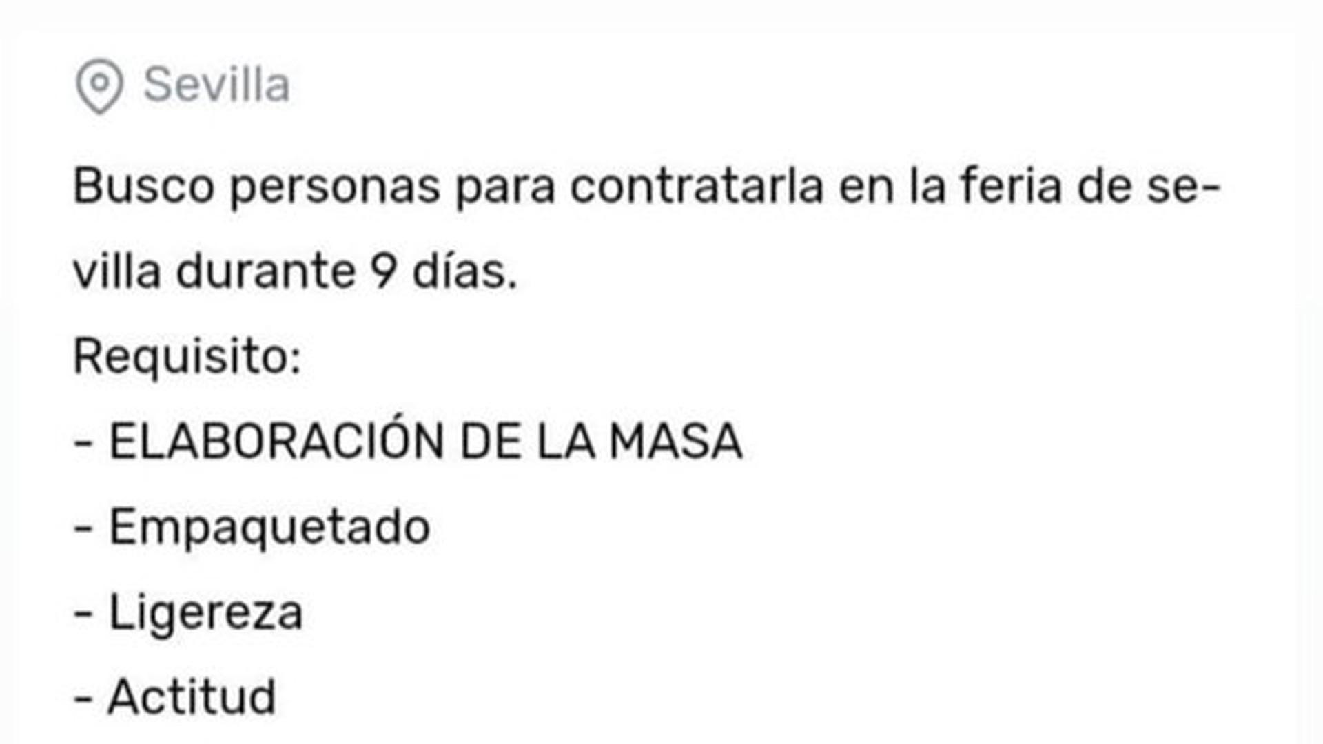 Oferta de empleo en Sevilla