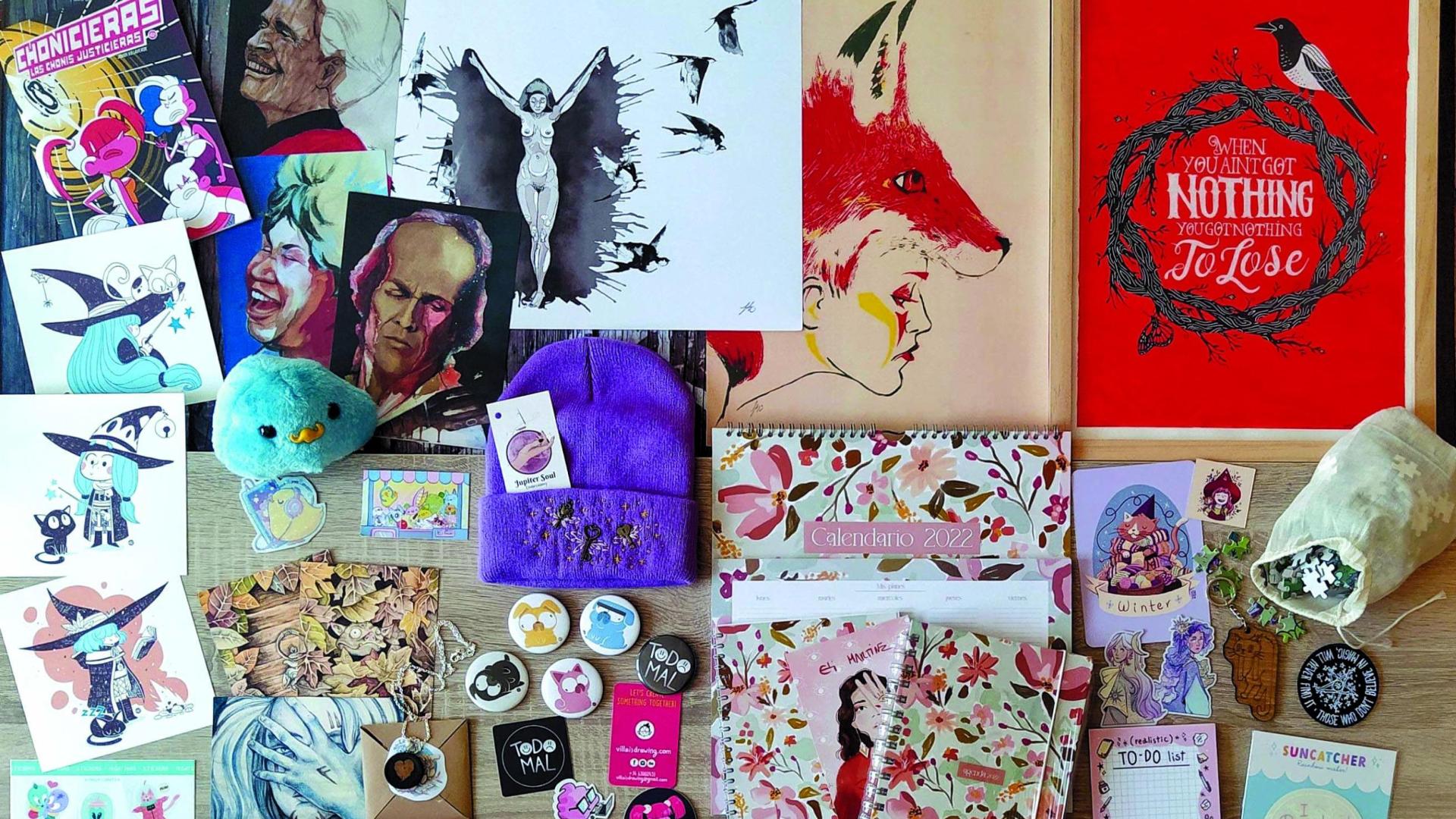 Los artículos artísticos donados y que forman parte de una de las cestas