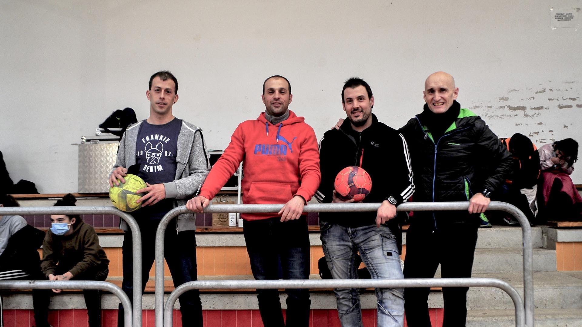 Desde la izda.: Carlos Arcelus Rota, Alfredo Arcelus Rota, Sergio Múgica Chapar y Oskar Garralda Ilincheta. Faltan Alejandro Belzunce, Javier Antxo y Asier Txikirrin