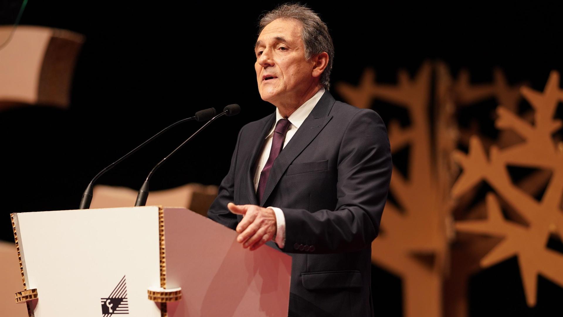Txomin García, durante la asamblea