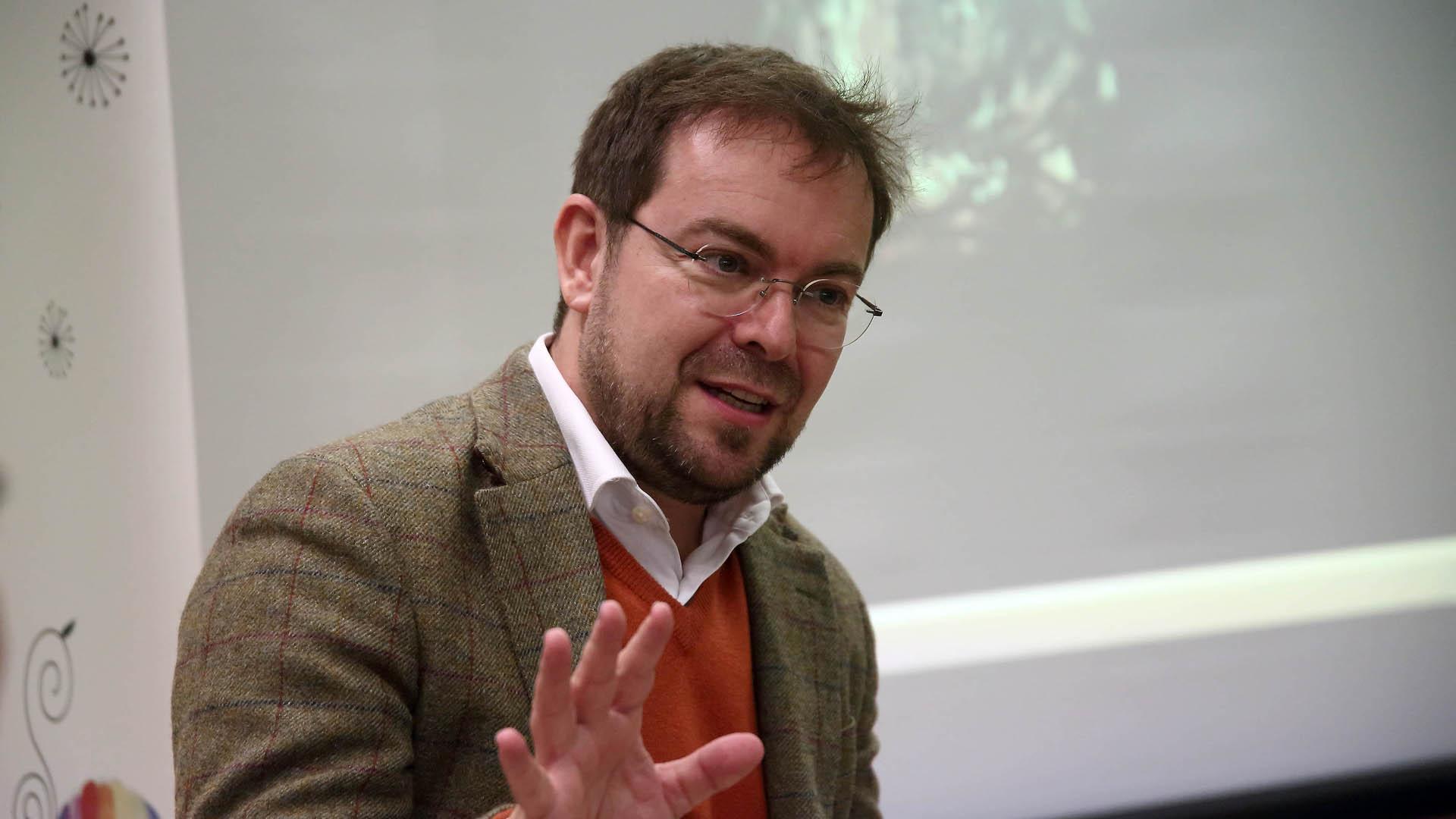 Javier Sierra, en una visita a Pamplona en 2018