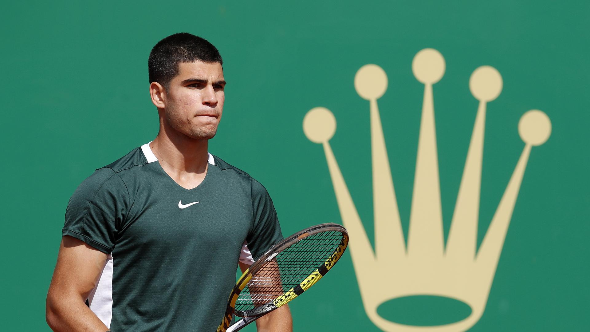 Carlos Alcaraz, en el partido ante Sebastian Korda en el Masters 1000 de Montecarlo