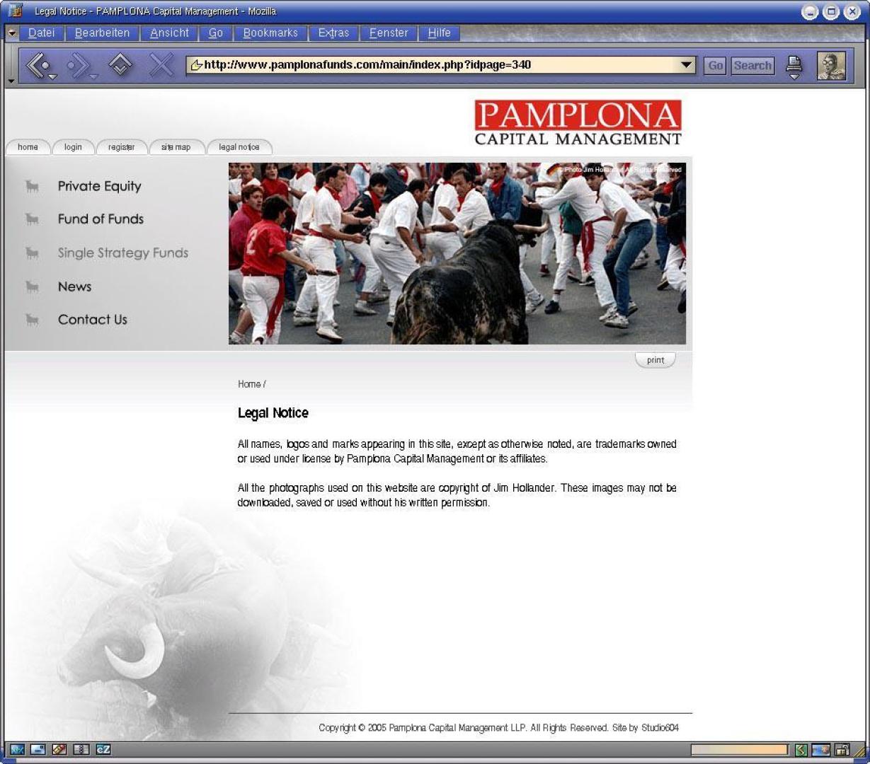Una imagen de la web de Pamplona Capital Management en 2006.