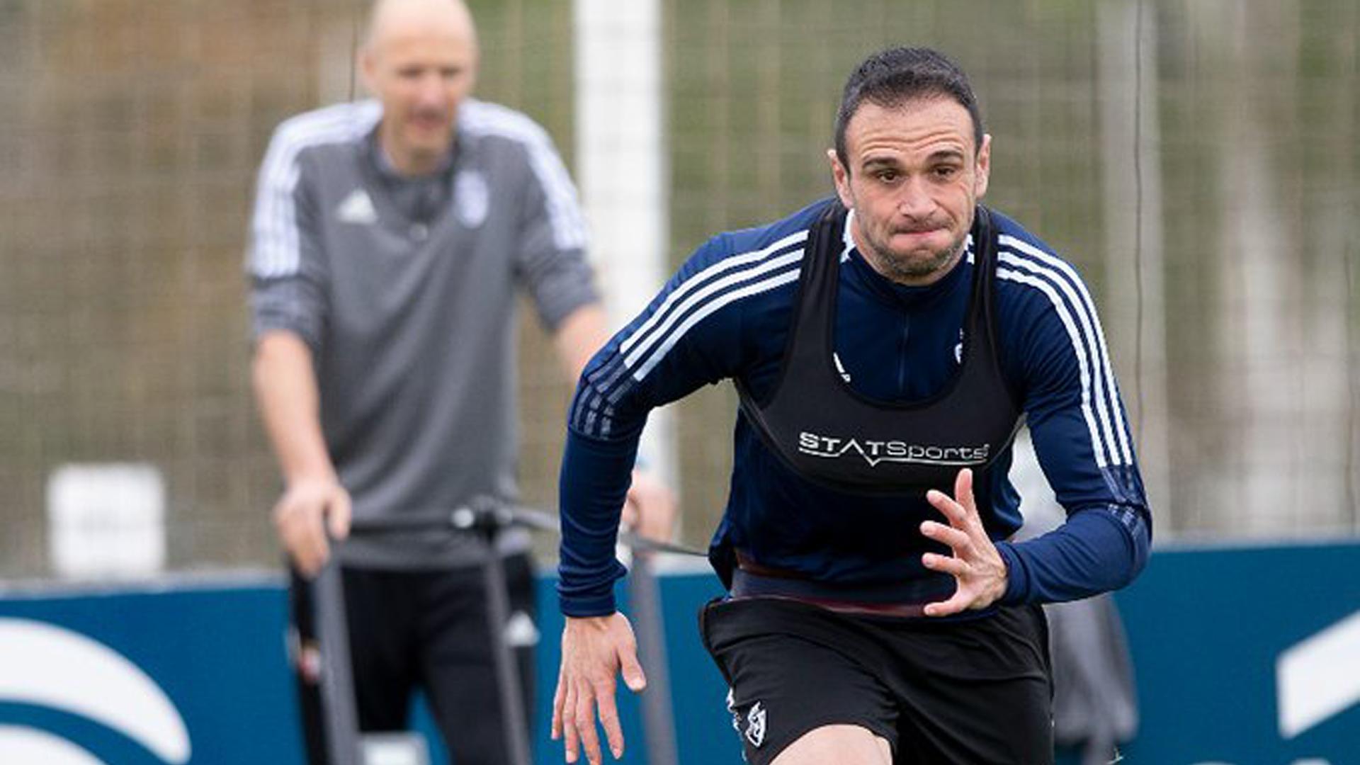 Kike García, en el entrenamiento de este lunes