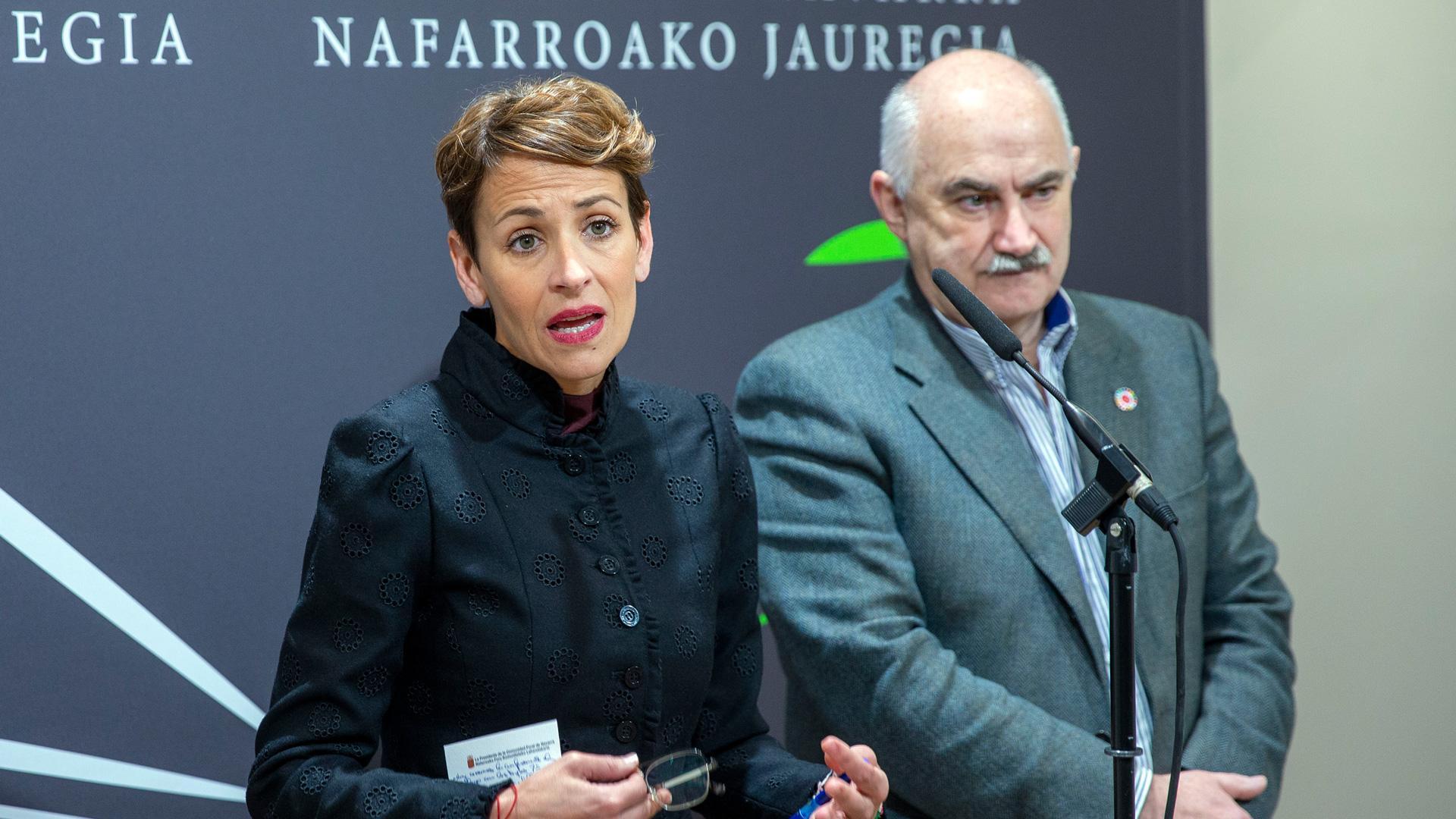 La presidenta María Chivite y el vicepresidente Aierdi, este miércoles en Pamplona