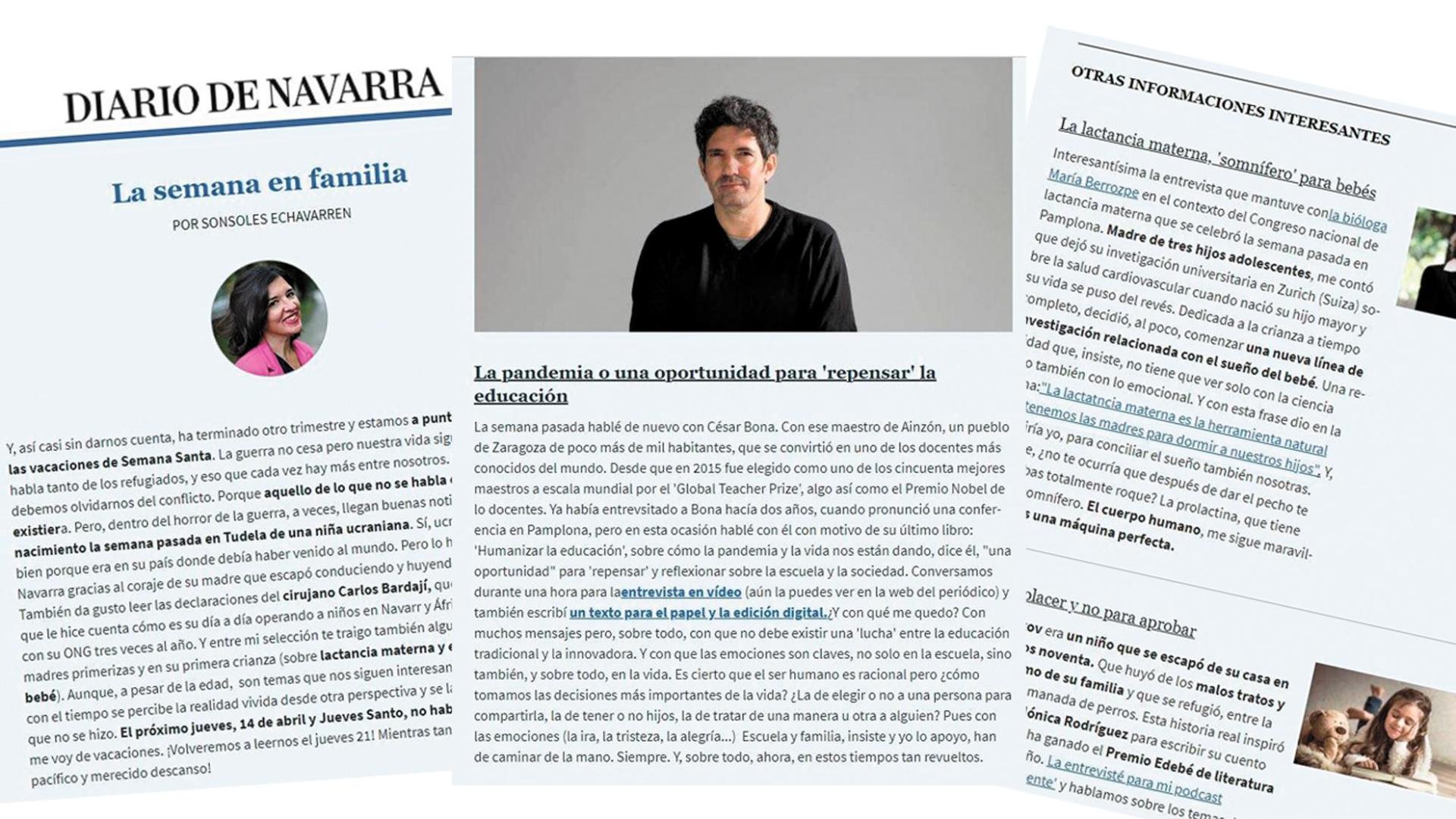 Varios boletines de familia de Diario de Navarra