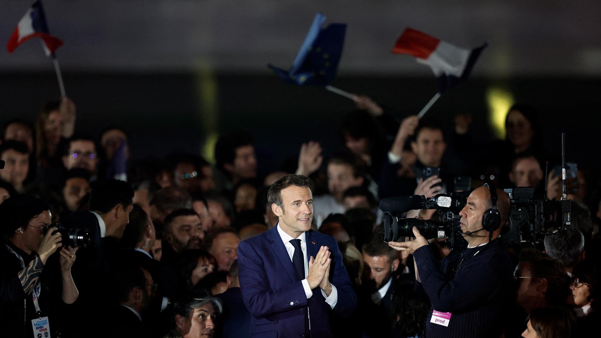 Emmanuel Macron, ha festejado este domingo junto a sus seguidores la victoria en la segunda vuelta de las elecciones presidenciales