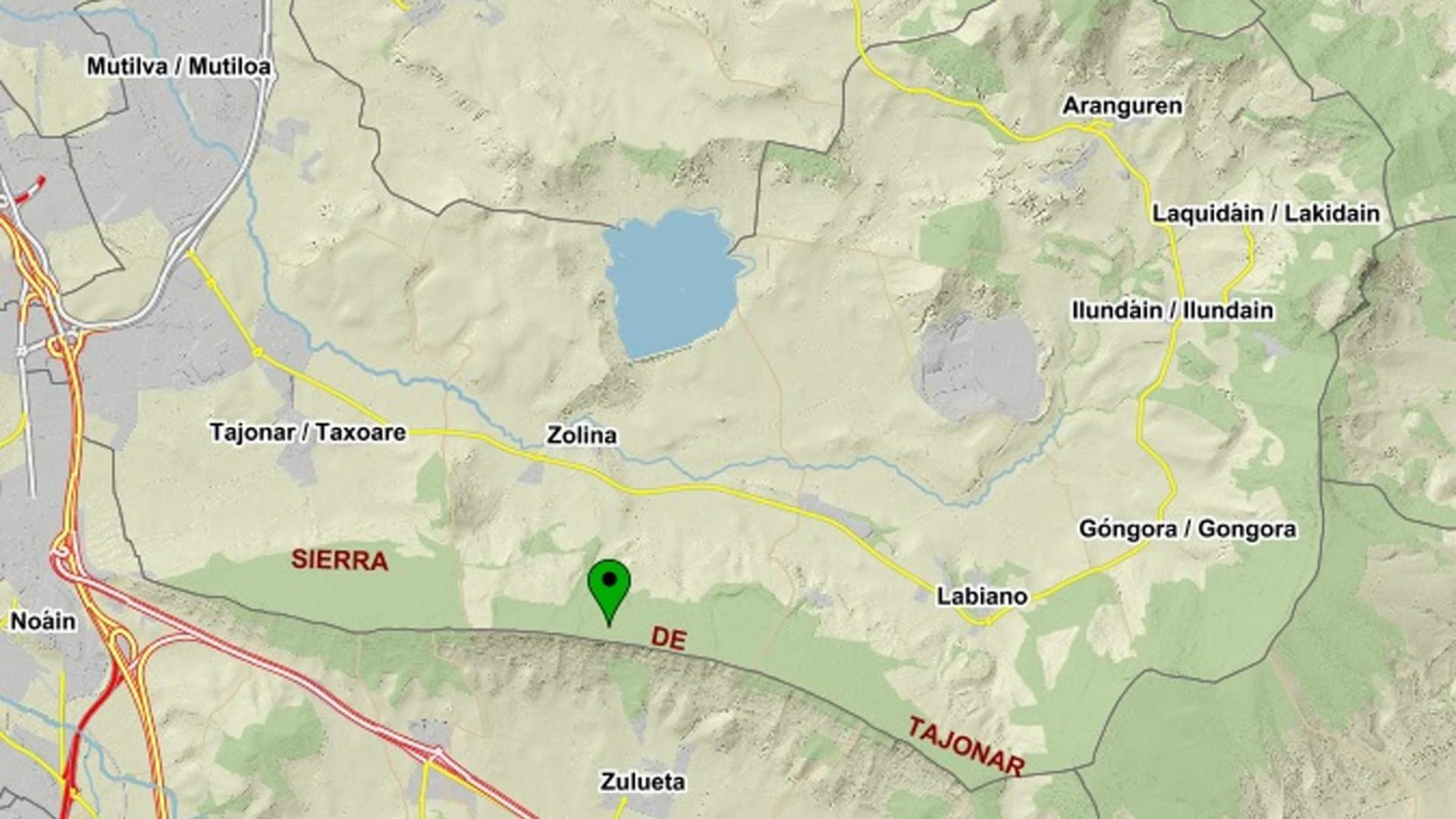 Lugar del accidente en la sierra de Tajonar