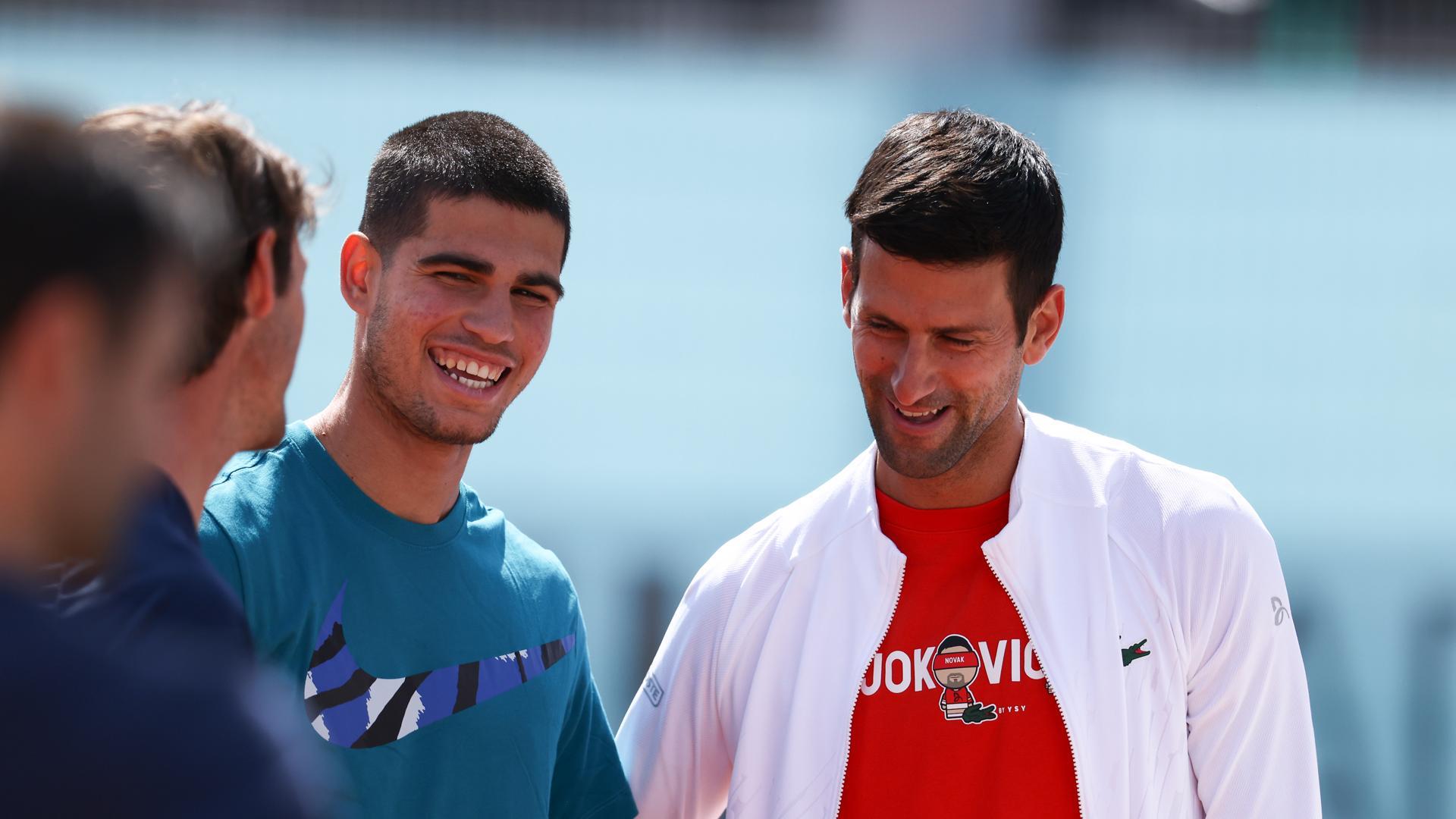 Carlos Alcaraz y Novak Djokovic, juntos en Madrid