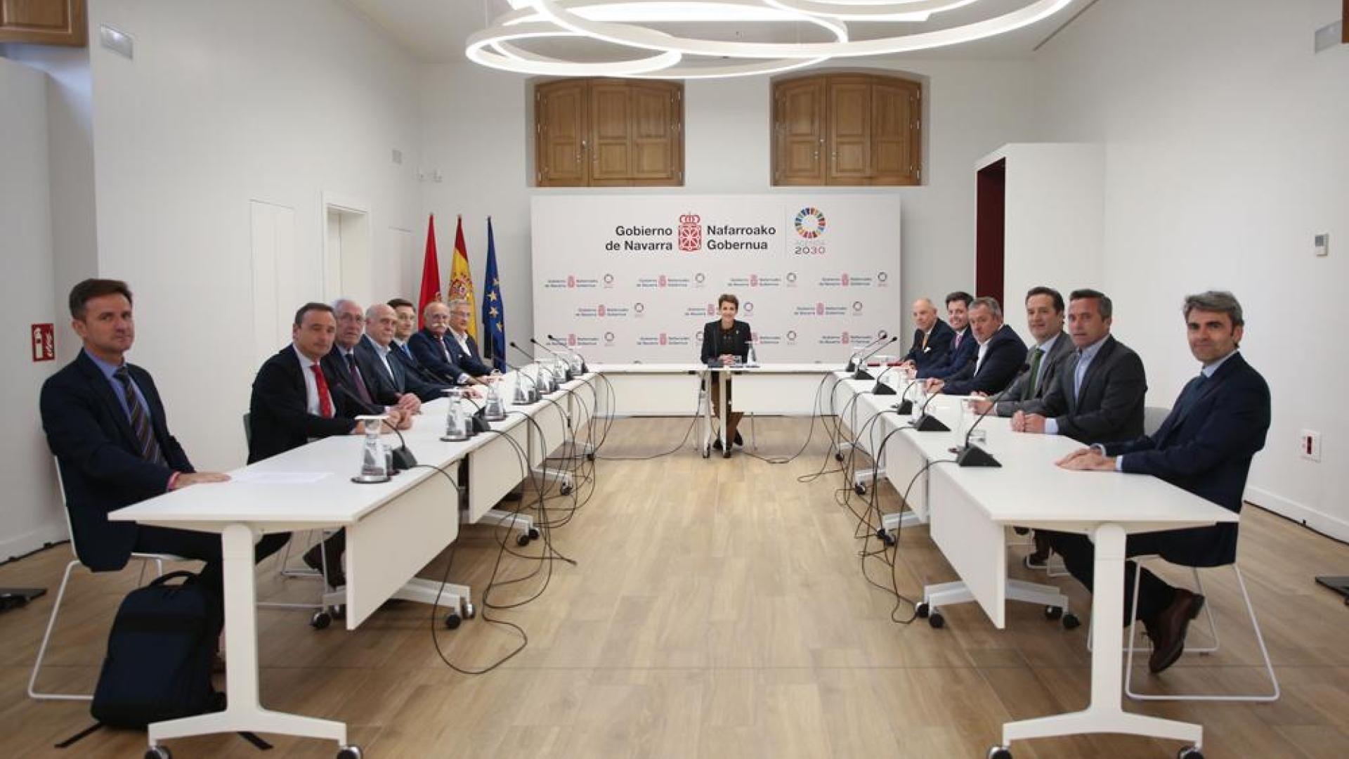 Un momento de la reunión con la presidenta Chivite
