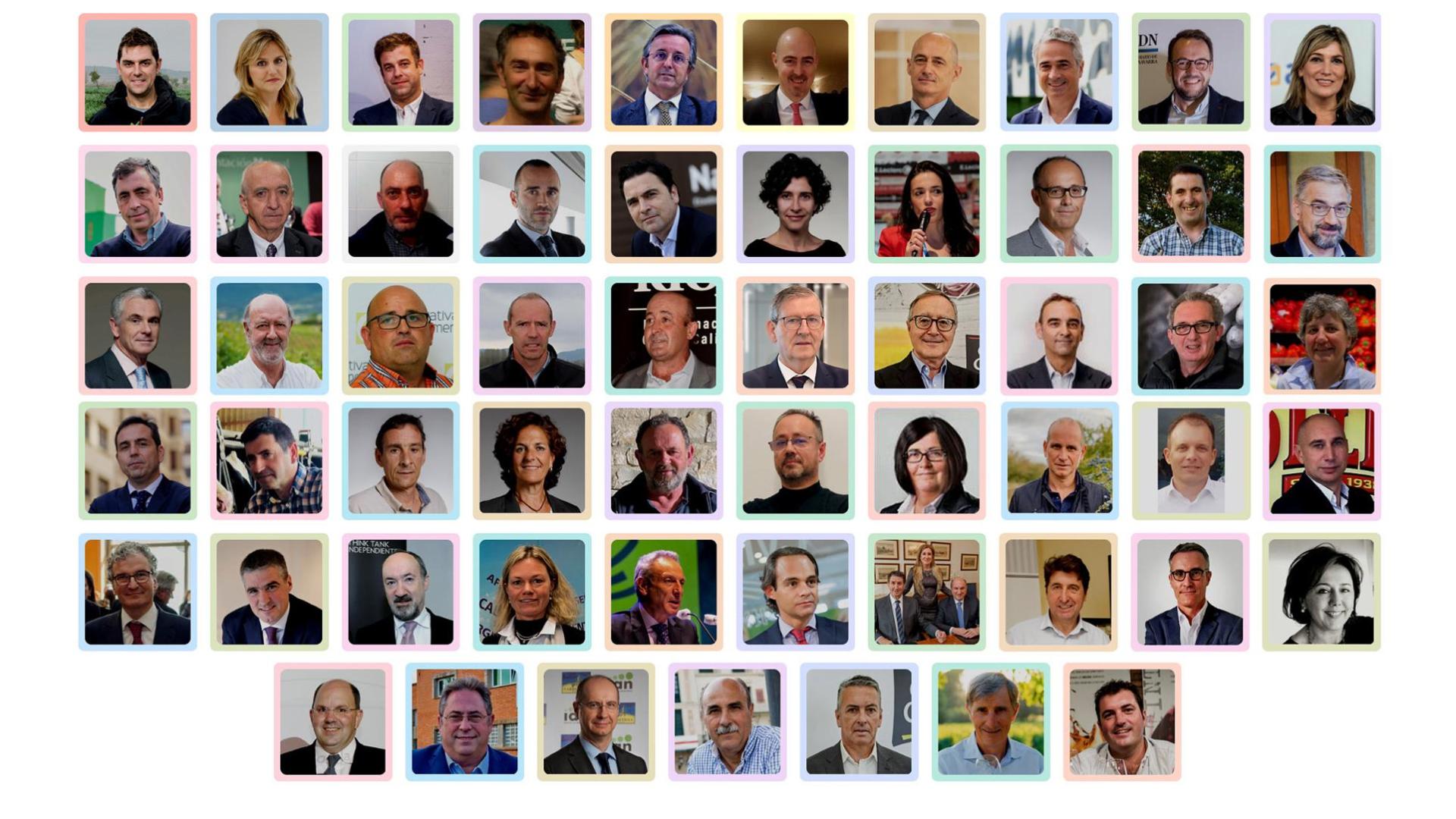 Combo con las imágenes de los directivos de las 50 empresas agroalimentarias de Navarra