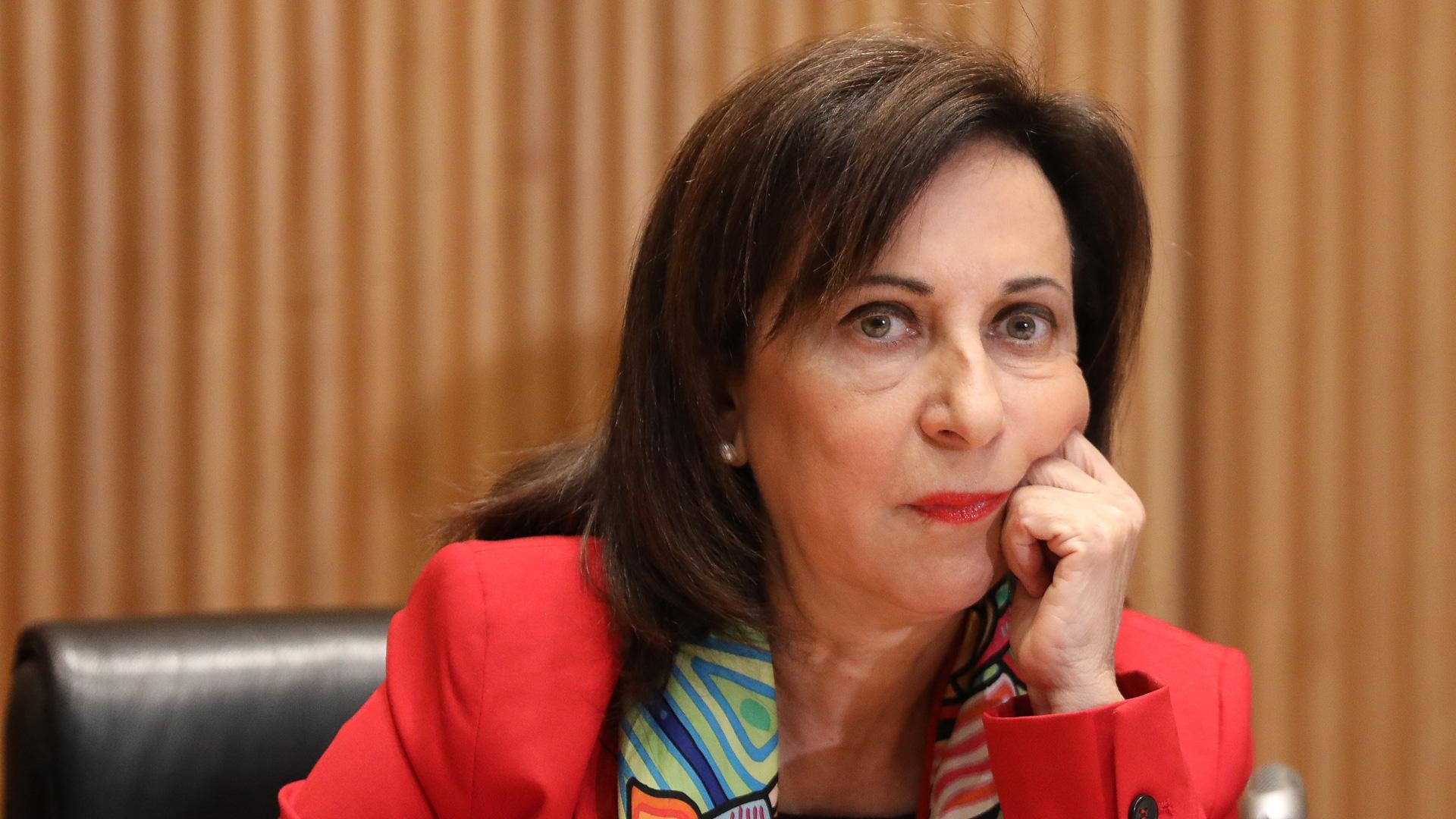 La ministra de Defensa, Margarita Robles, durante su comparecencia en la Comisión de Defensa en el Congreso de los Diputados,