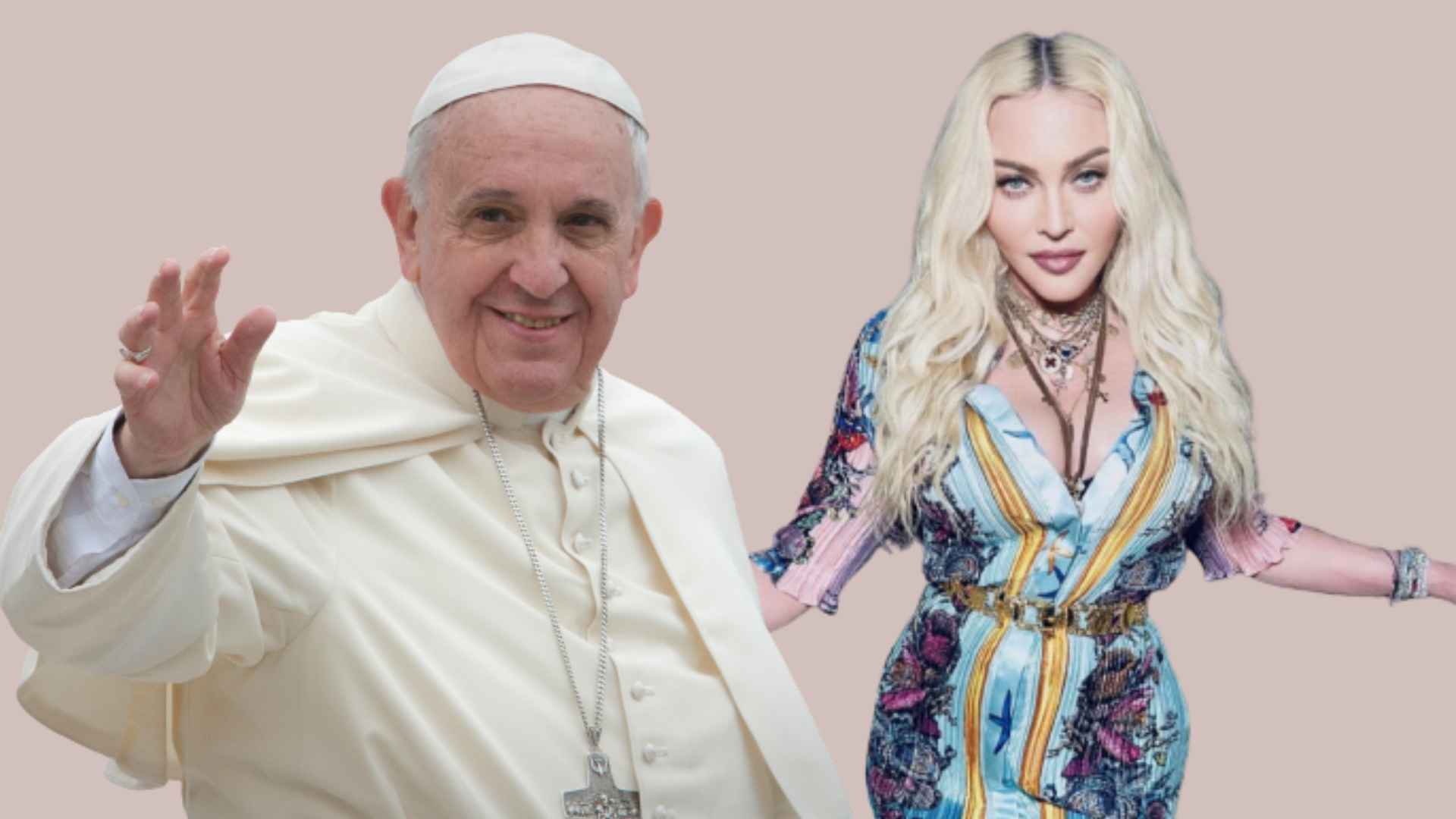 Montaje fotográfico de Madonna junto con el papa Francisco