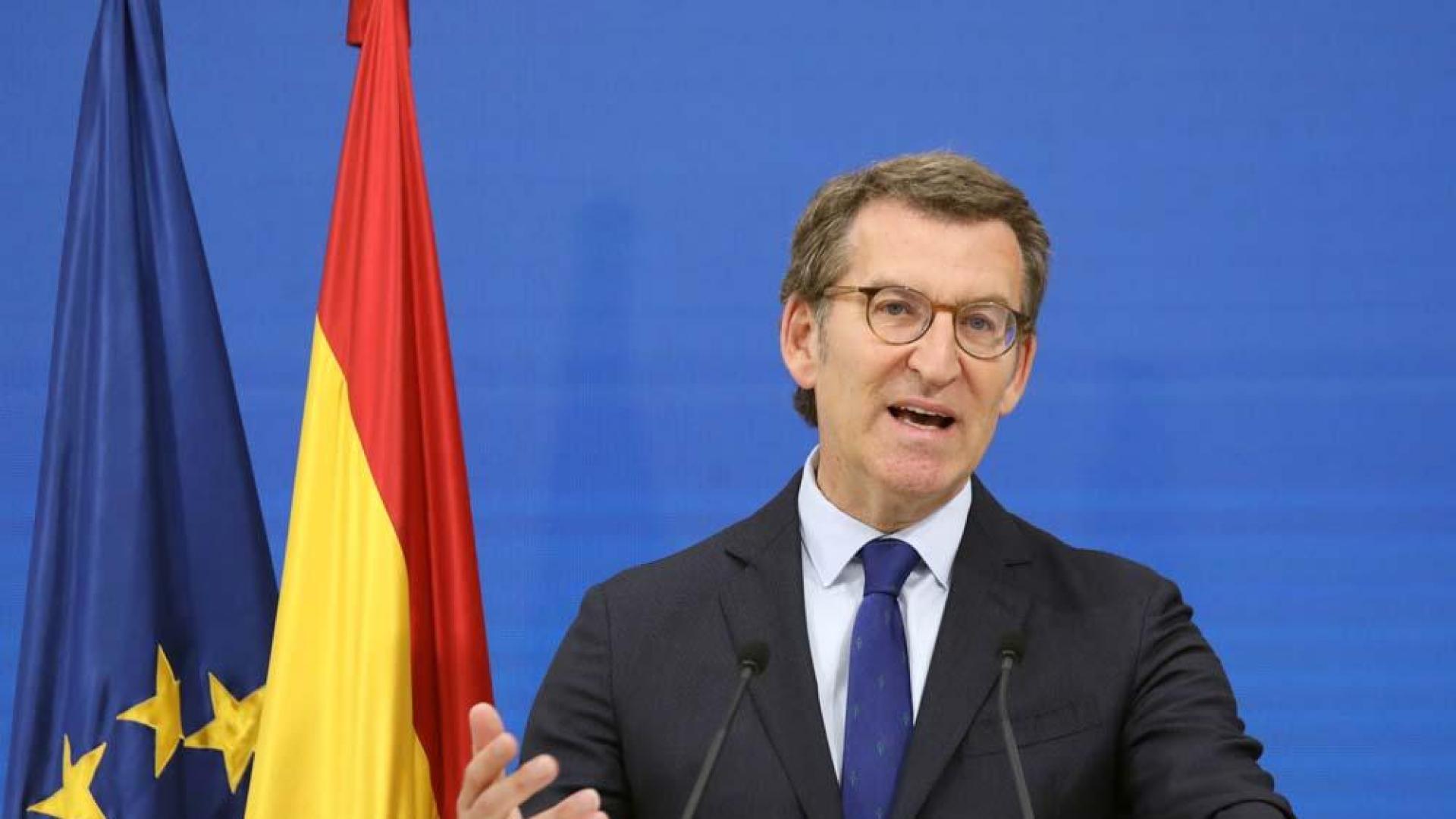 Alberto Núñez Feijóo, durante su comparecencia de este miércoles