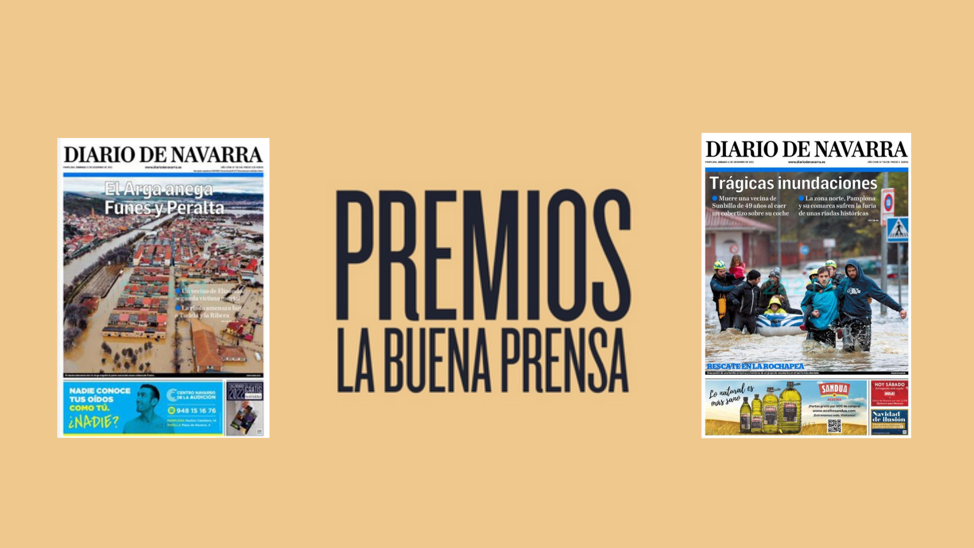 Montaje fotográfico del cartel del concurso junto con dos portadas galardonadas de DN