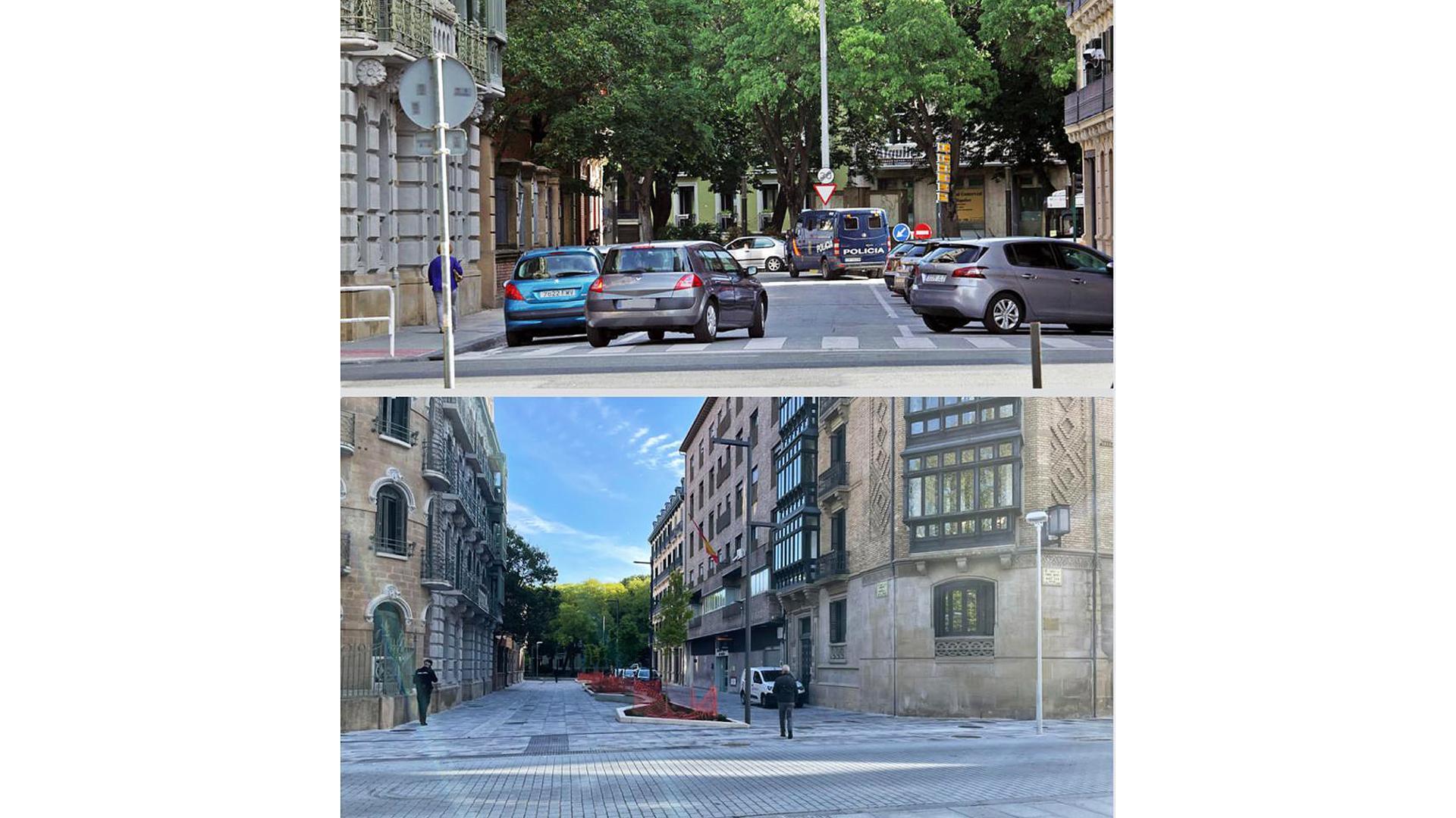 Montaje que demuestra el cambio en la zona
