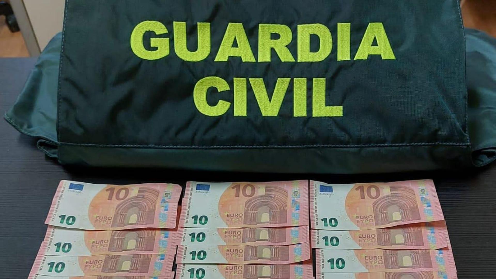 Billetes falsificados encontrados al detenido en Corella