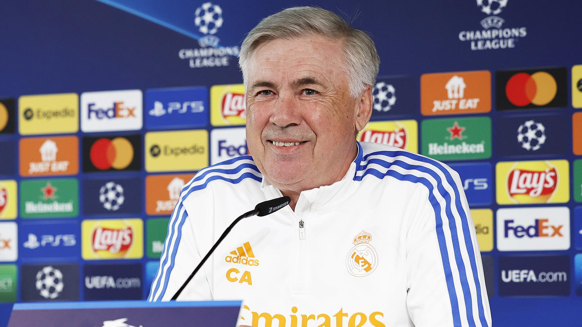 El técnico italiano, Carlo Ancelotti, durante la rueda de prensa del Media Day del Real Madrid