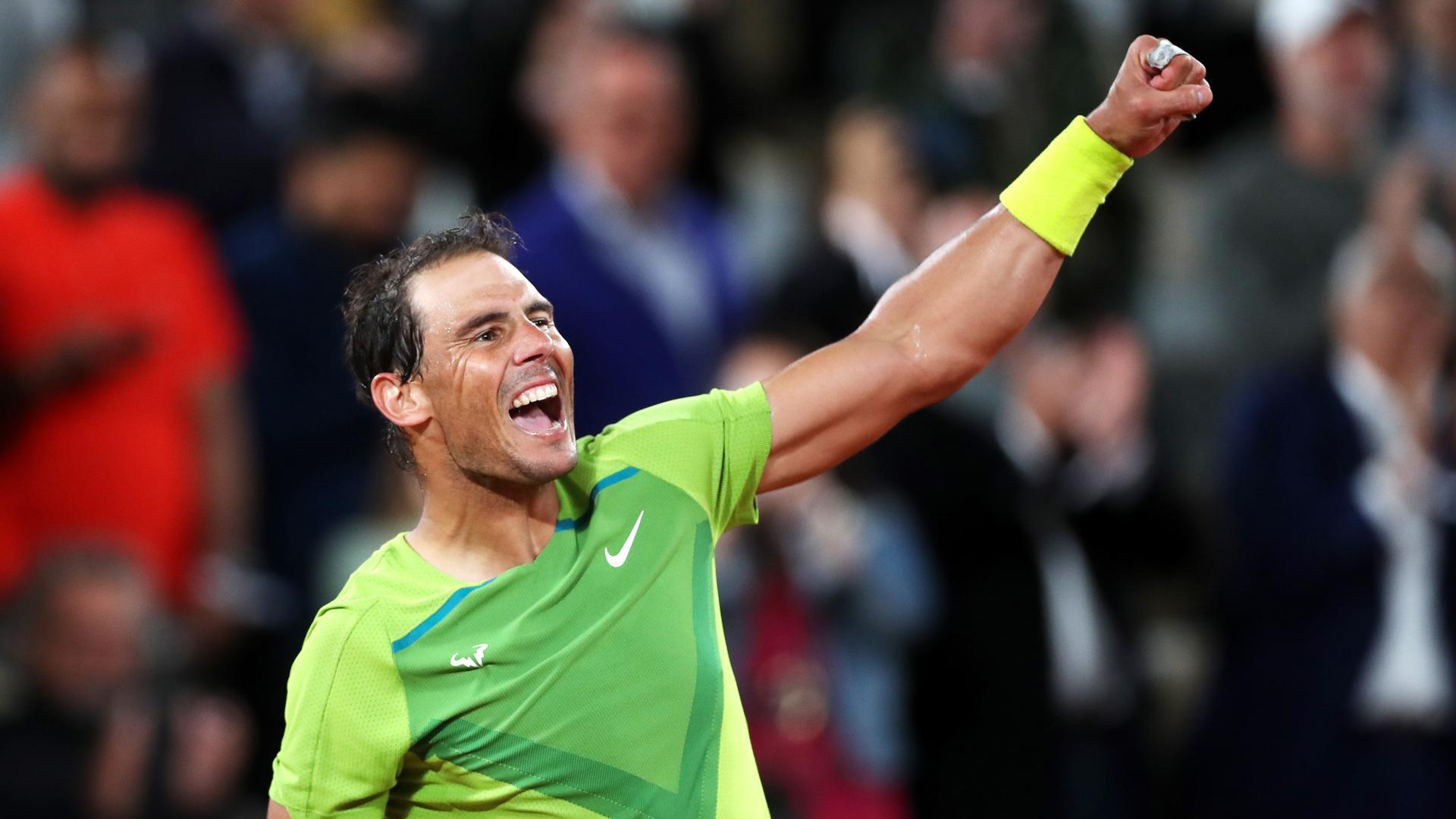 Rafa Nadal celebra la victoria ante Moutet