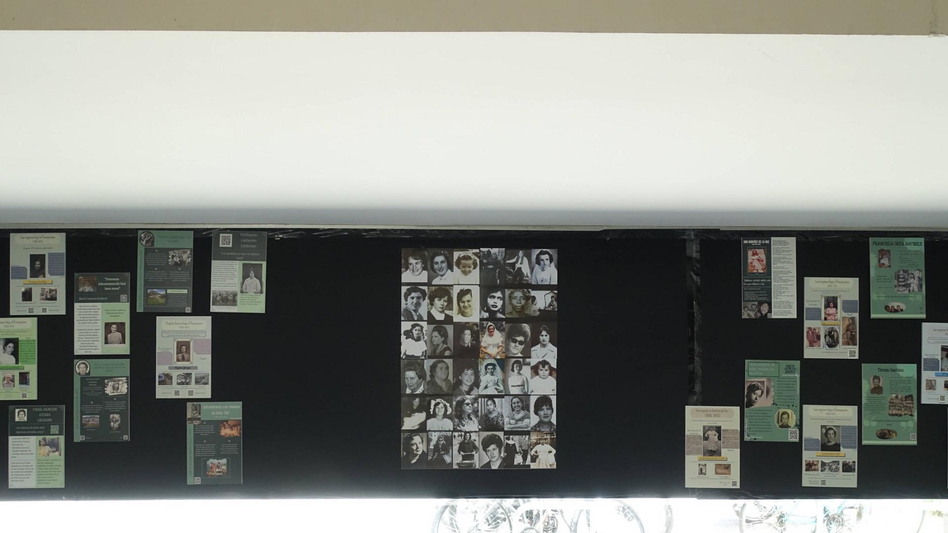 Un aspecto de la exposición montada en el IES Mendillorri en torno a las mujeres en tiempos de Franco.