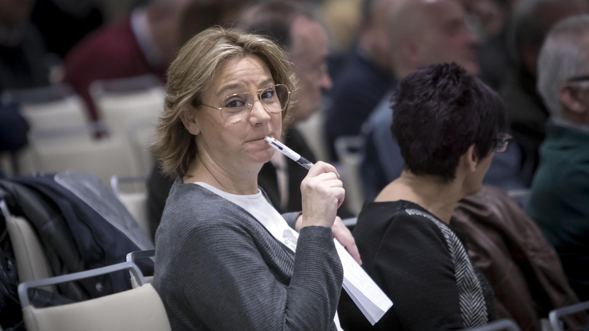 Eva Blanco, durante una asamblea de Osasuna, en 2017.