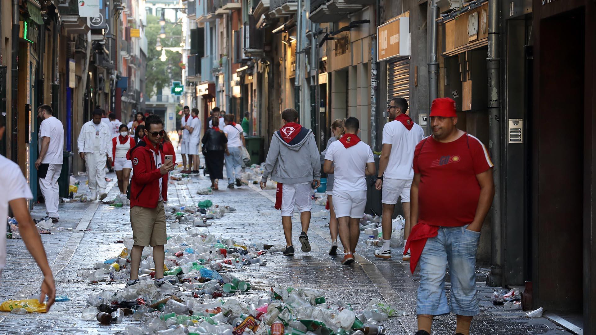 Kilos de basura en Pamplona en San Fermín