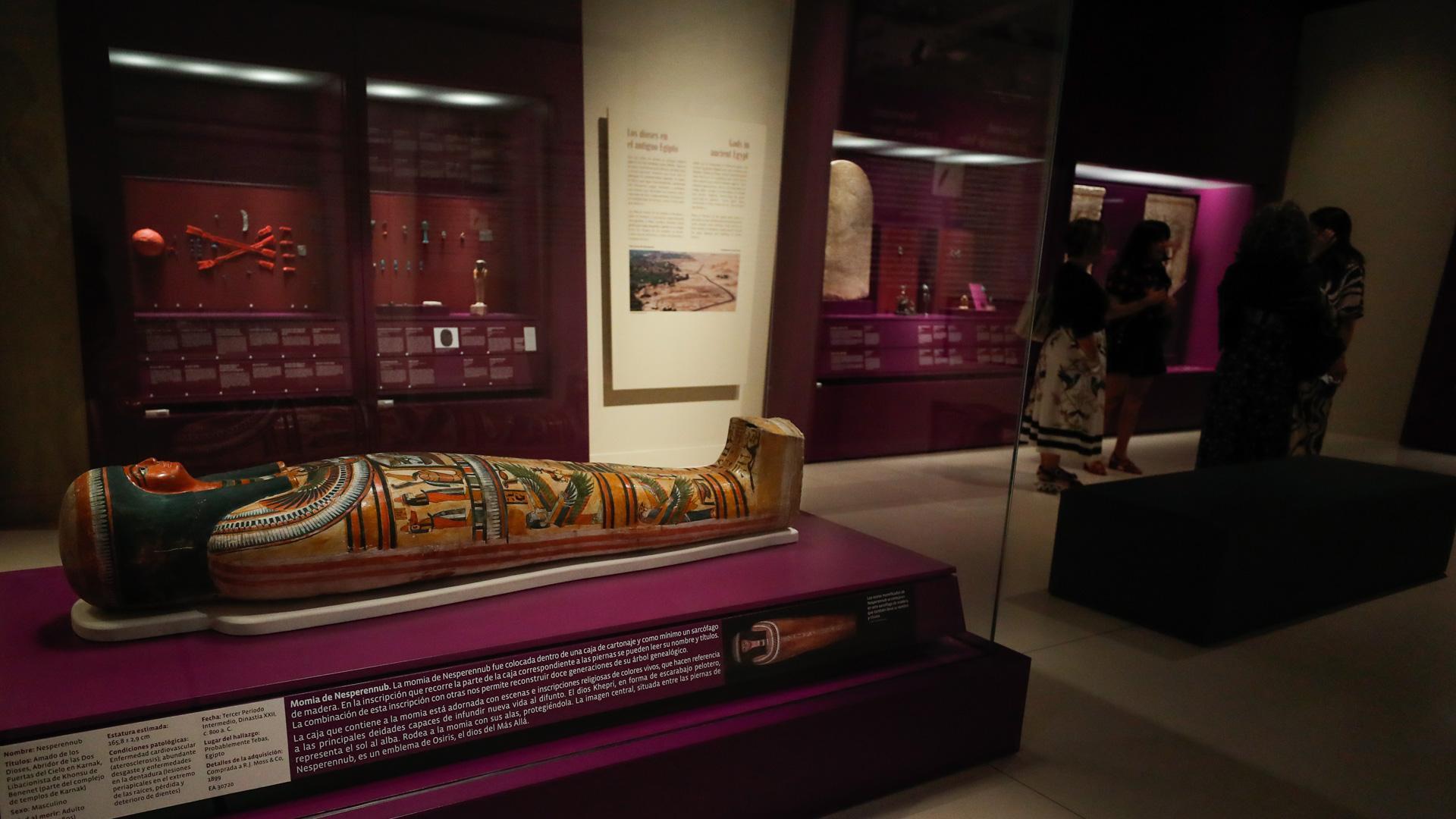 Momia de Nesperennub, sacerdote de Tebas, que forman parte de la exposición "Momias de Egipto. Redescubriendo seis vidas" que CaixaForum Madrid
