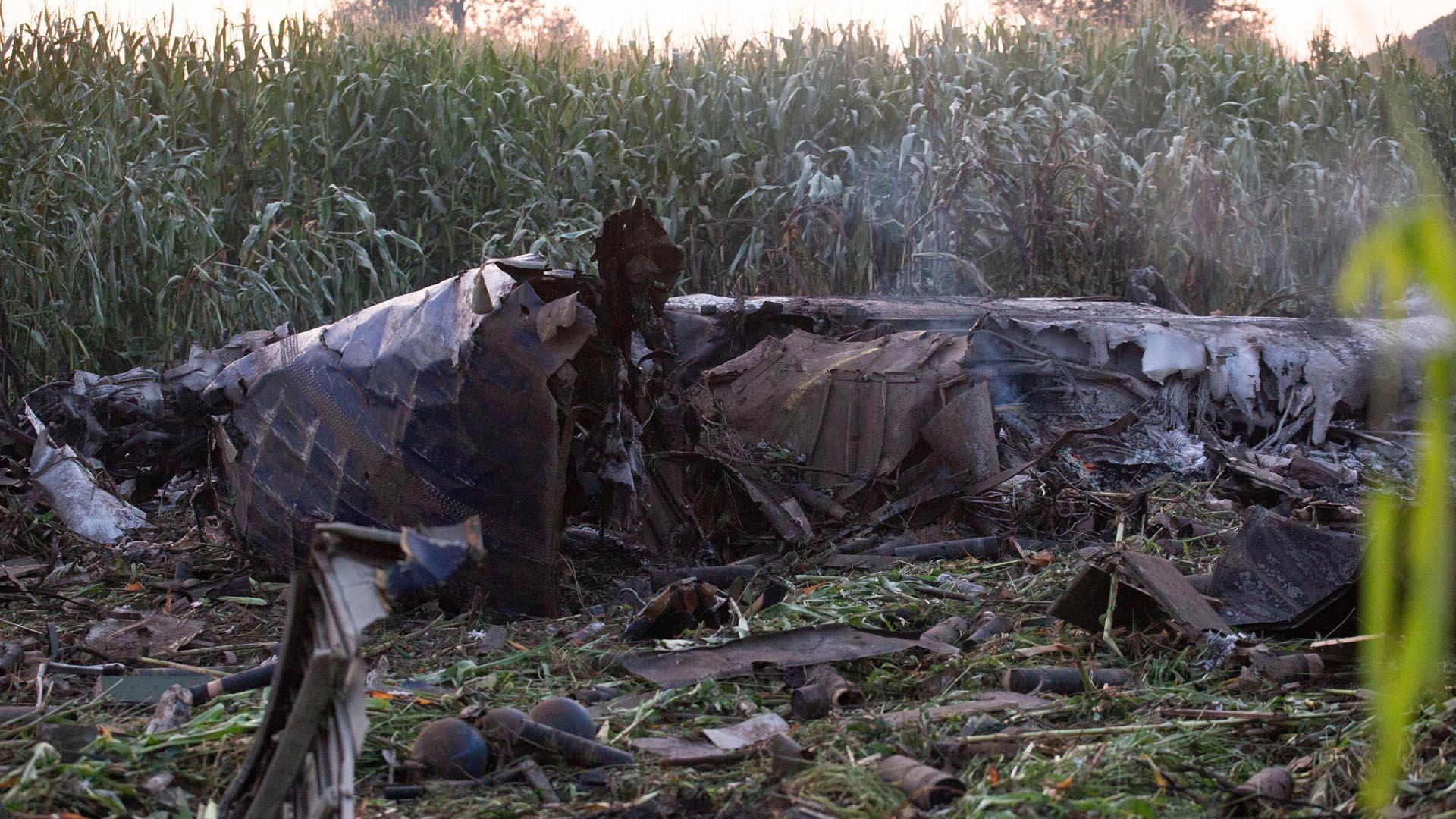 Restos del avión accidentado al norte de Grecia