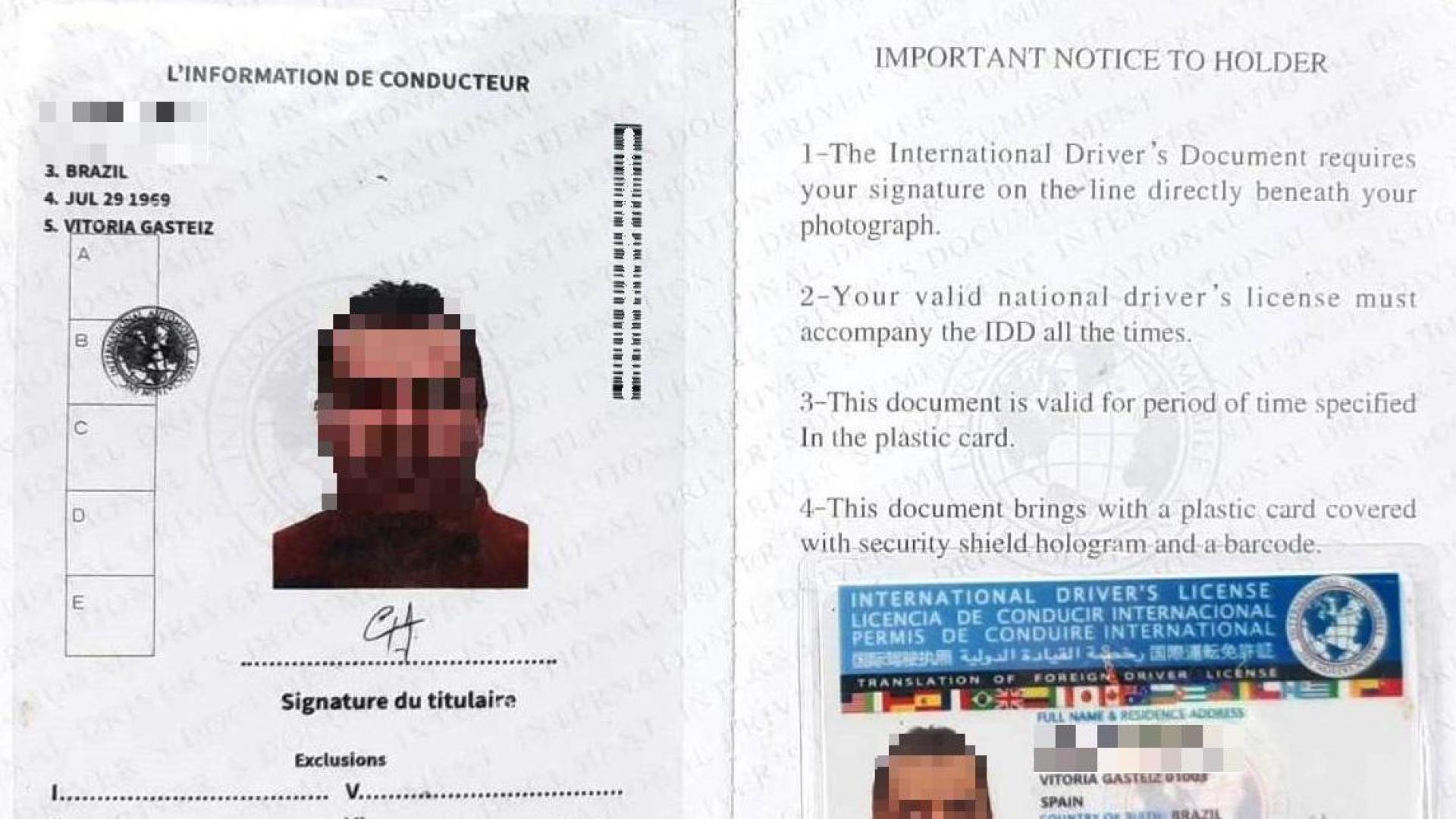 Imagen del carné falso que presentó a los agentes de Policía Foral en Tudela