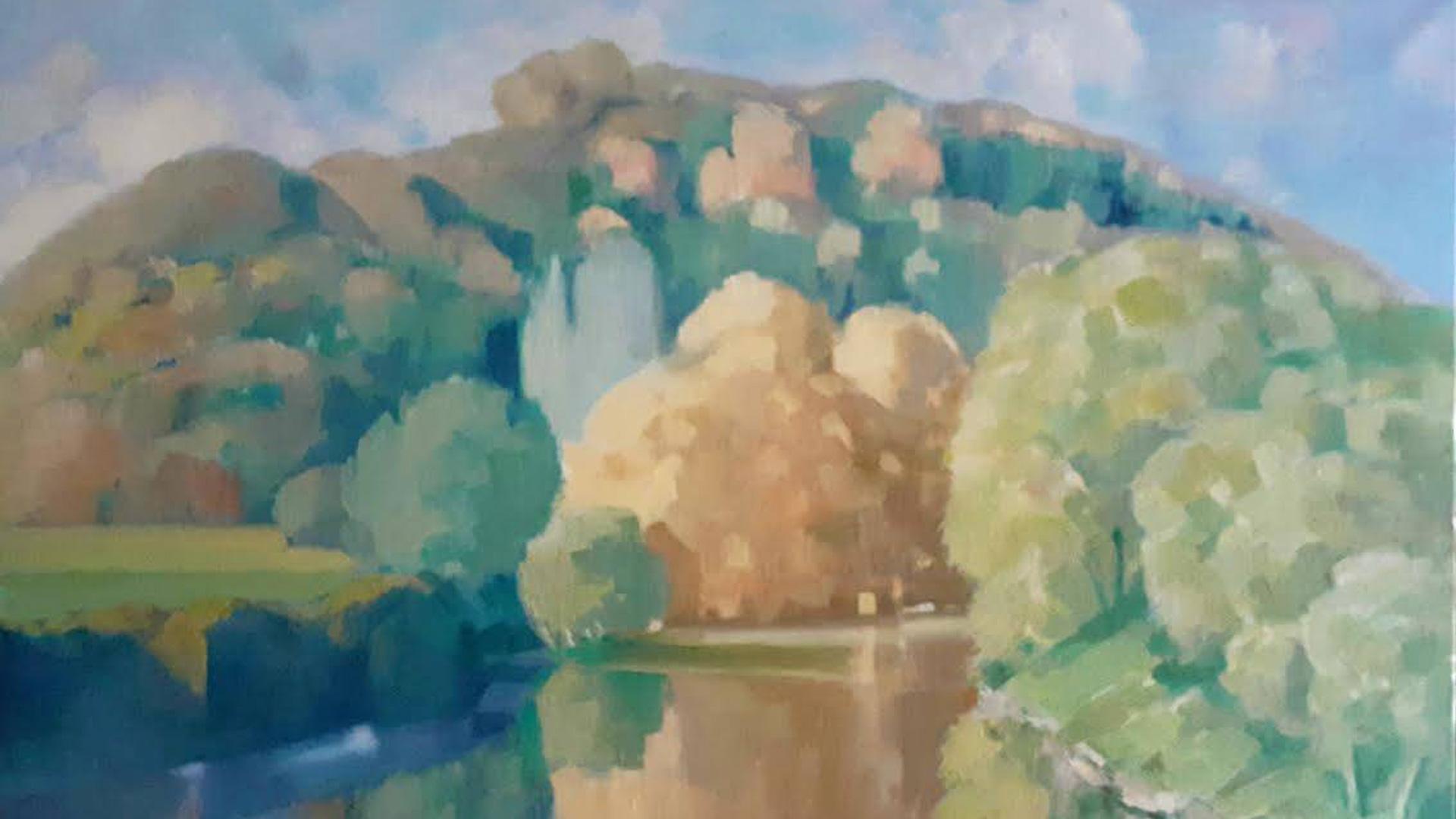 Un bonito paisaje en esta pintura del artista Jose Mª Apezetxea, que expone este verano en Erratzu