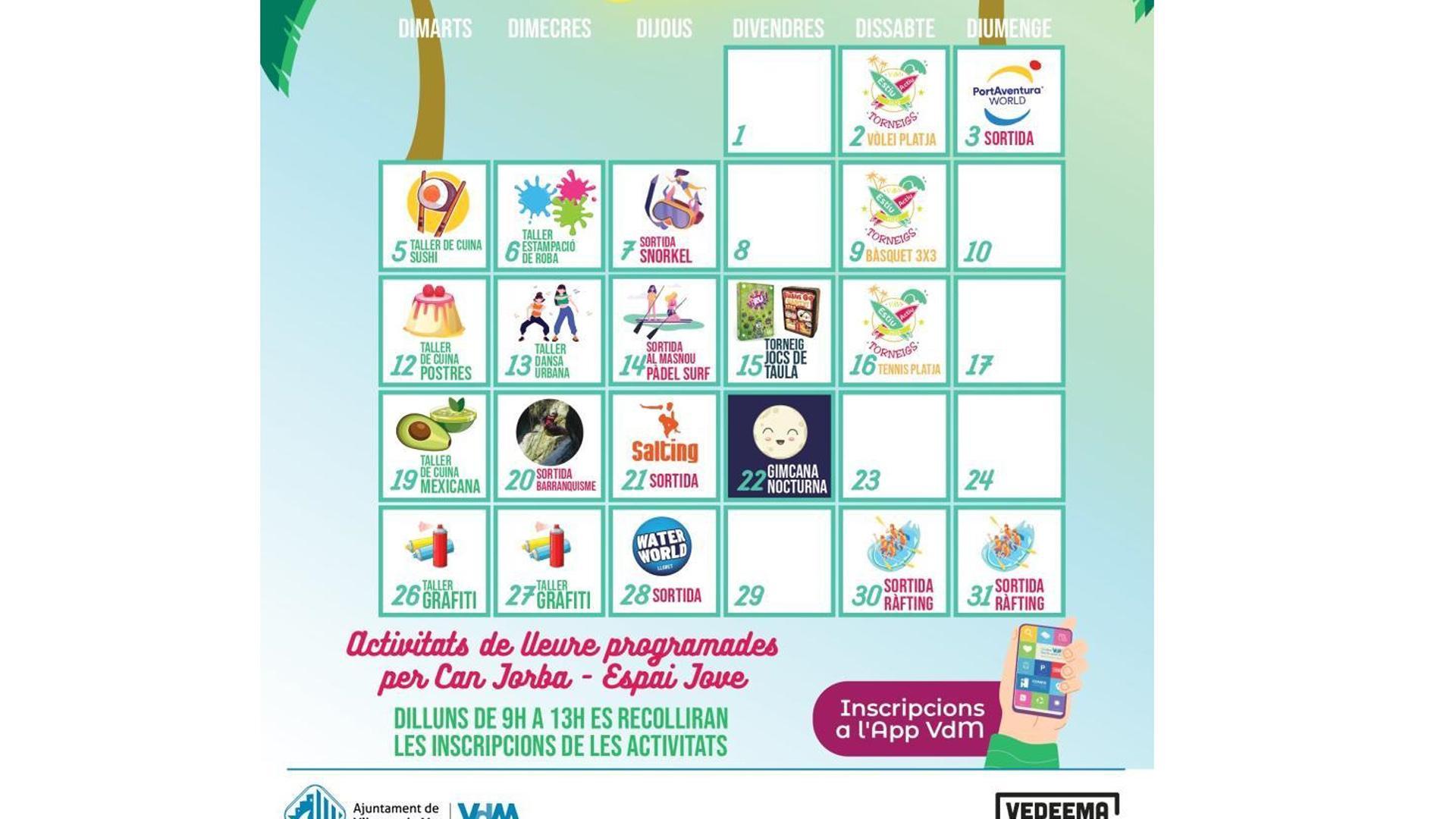 Calendario de Juliol Jove de Vilassar de Mar