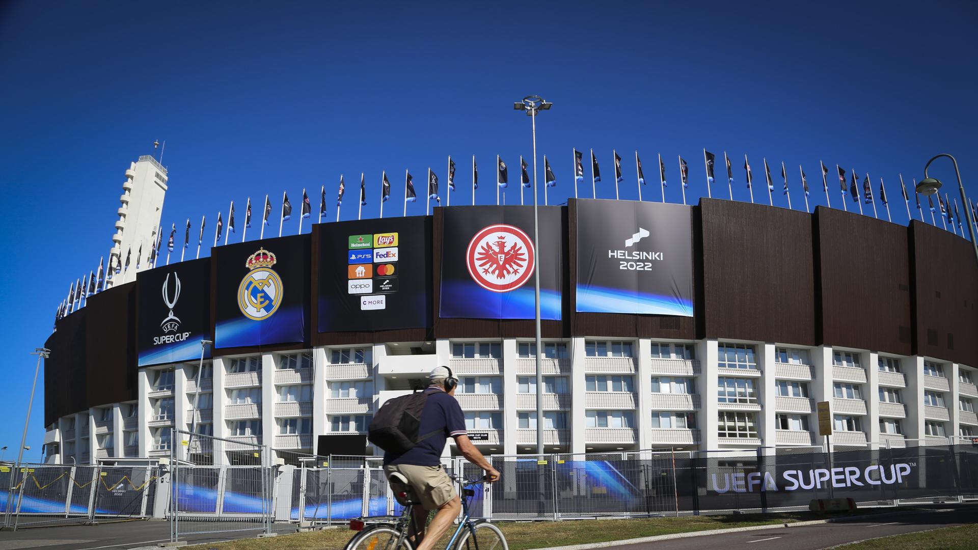 Vista general del Estadio Olímpico de Helsinki, donde el Real Madrid y el Eintracht de Fráncfort jugarán este miércoles la Supercopa de Europa