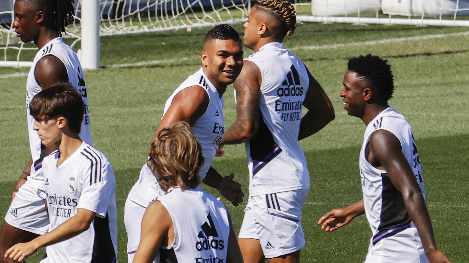 Casemiro, durante su último entrenamiento con el Real Madrid este viernes, 19 de agosto