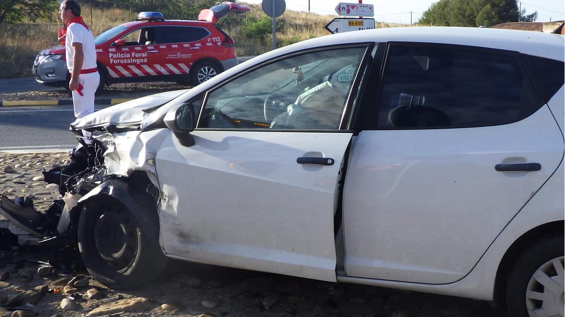 Uno de los accidentes de circulación atendidos por la Policía Foral este fin de semana